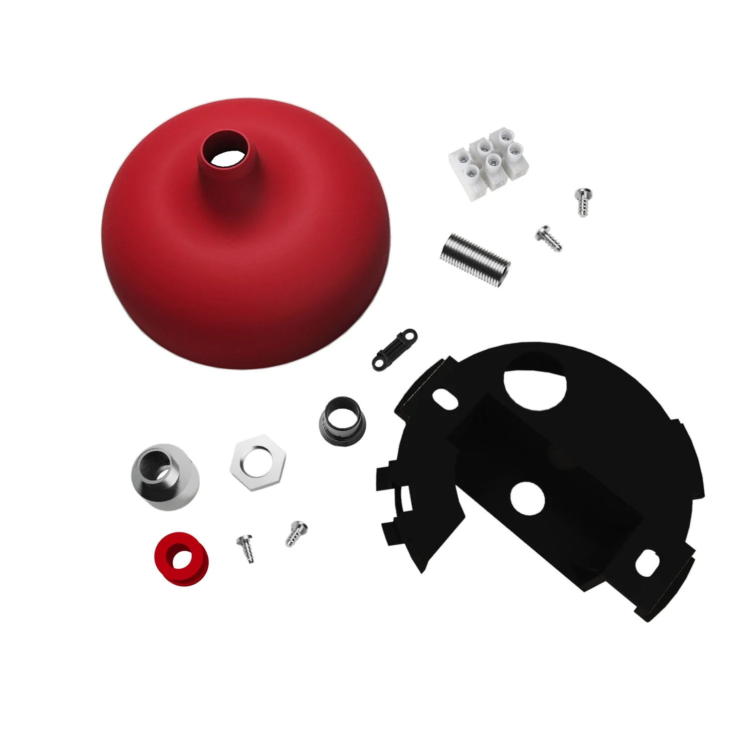 Silicone ceiling rose kit with central hole and provision for side hole - Red - Image 2