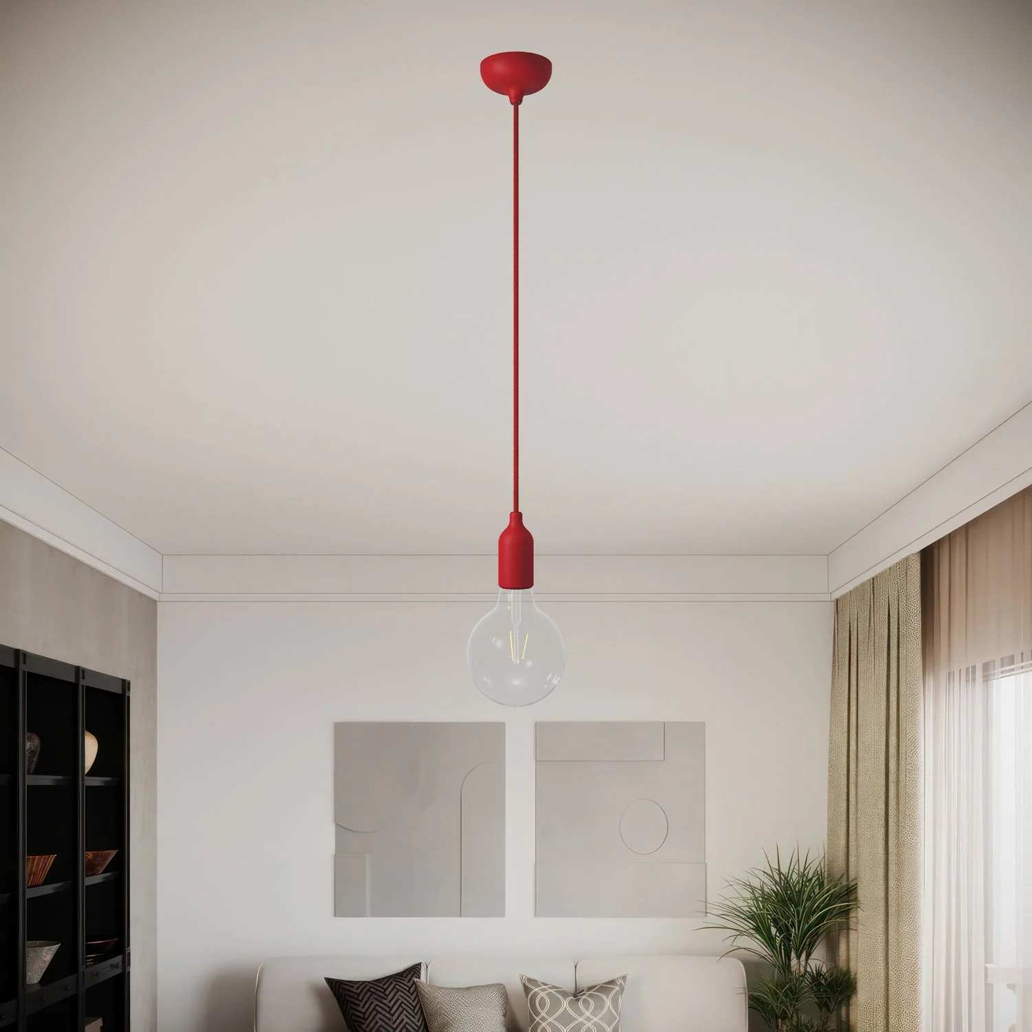 Silicone ceiling rose kit with central hole and provision for side hole - Red - Image 6