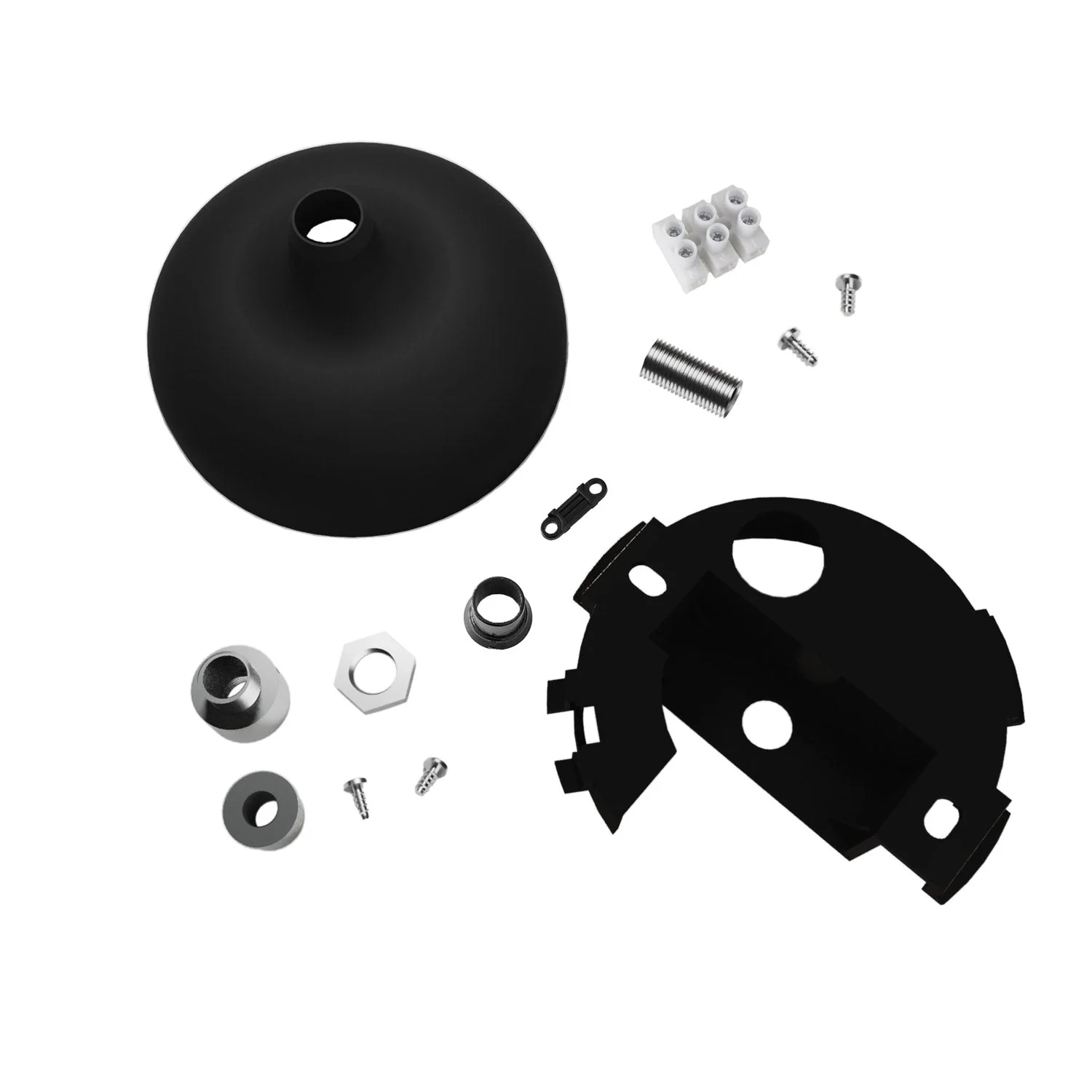 Silicone ceiling rose kit with central hole and provision for side hole - Black - Image 2