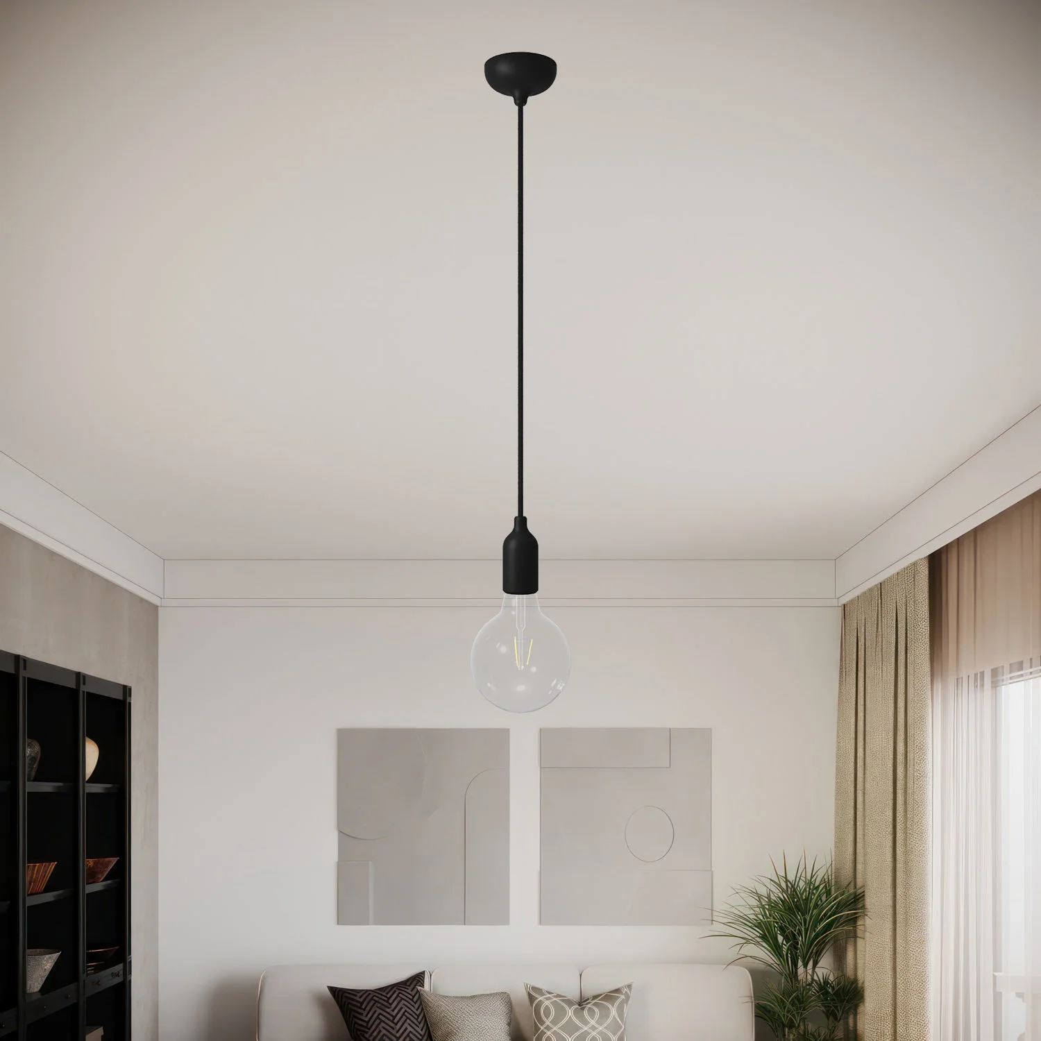 Silicone ceiling rose kit with central hole and provision for side hole - Black - Image 6