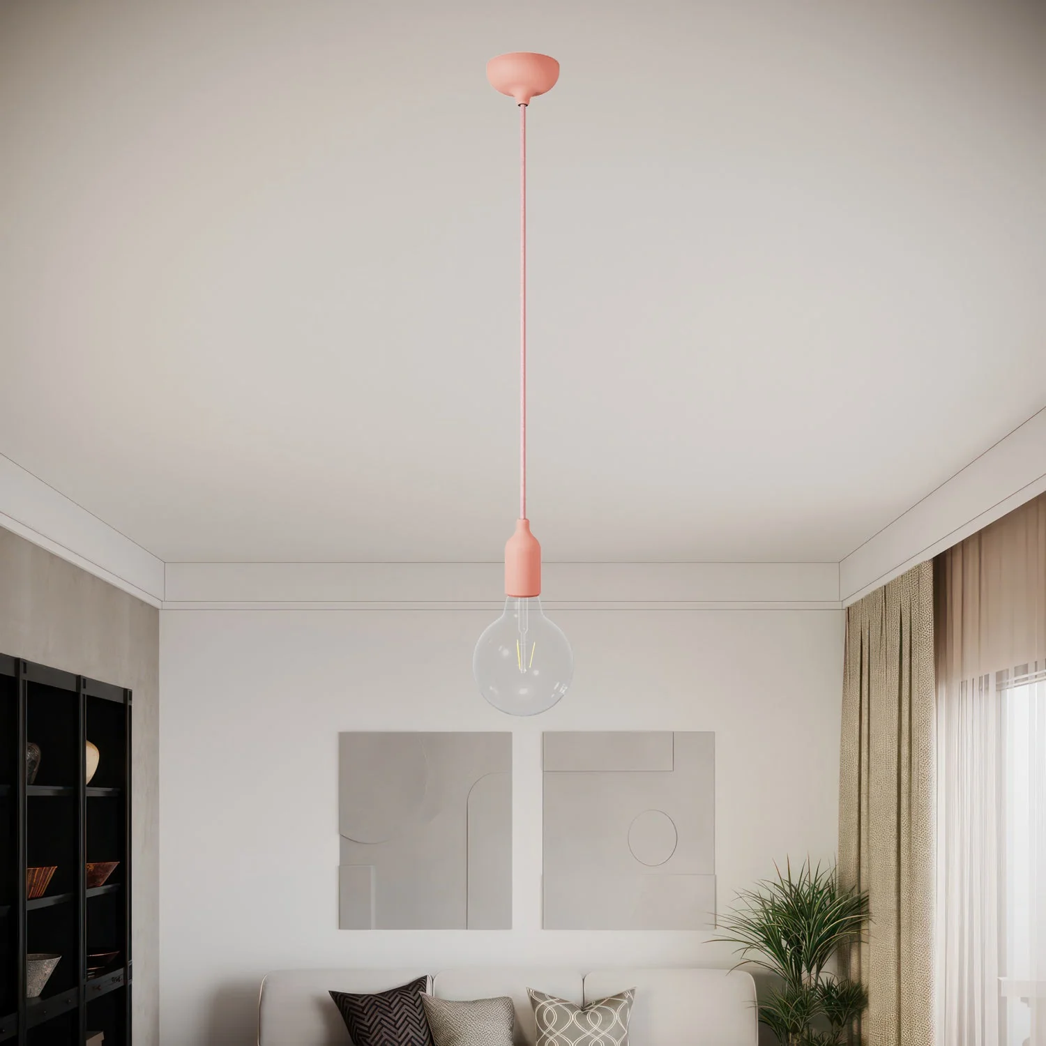 Silicone ceiling rose kit with central hole and provision for side hole - Salmon - Image 6
