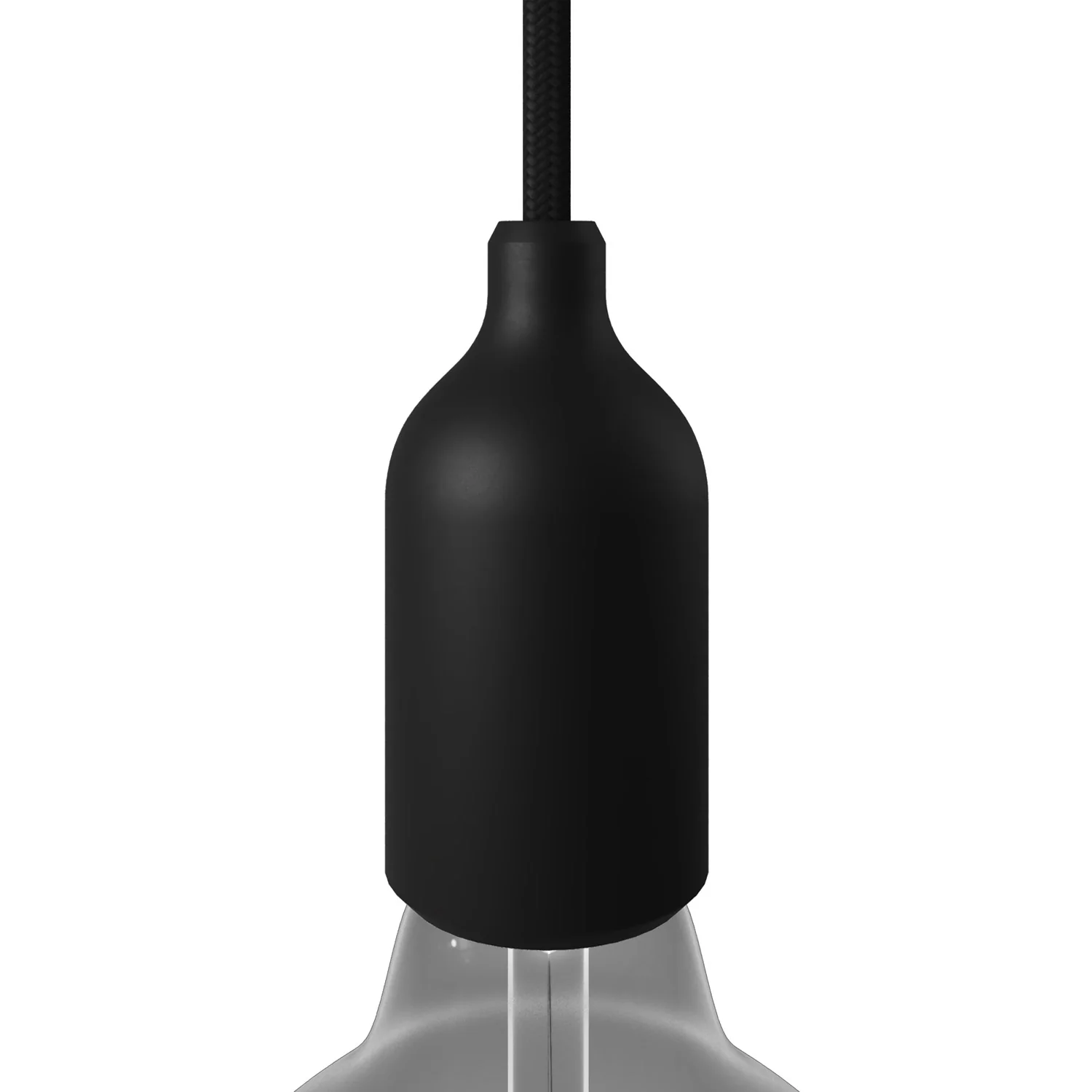 Silicone E26 socket kit with hidden cable clamp - Black