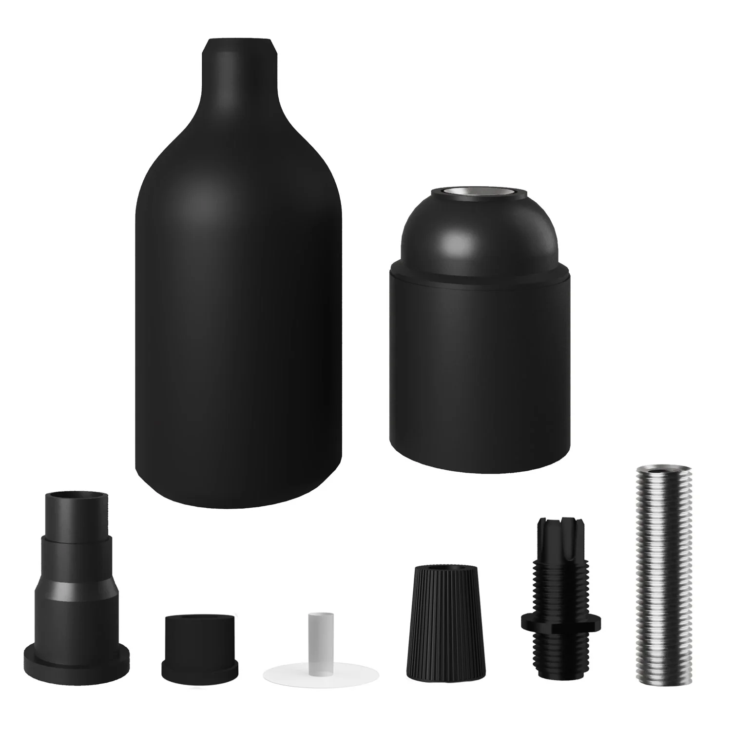Silicone E26 socket kit with hidden cable clamp - Black - Image 2