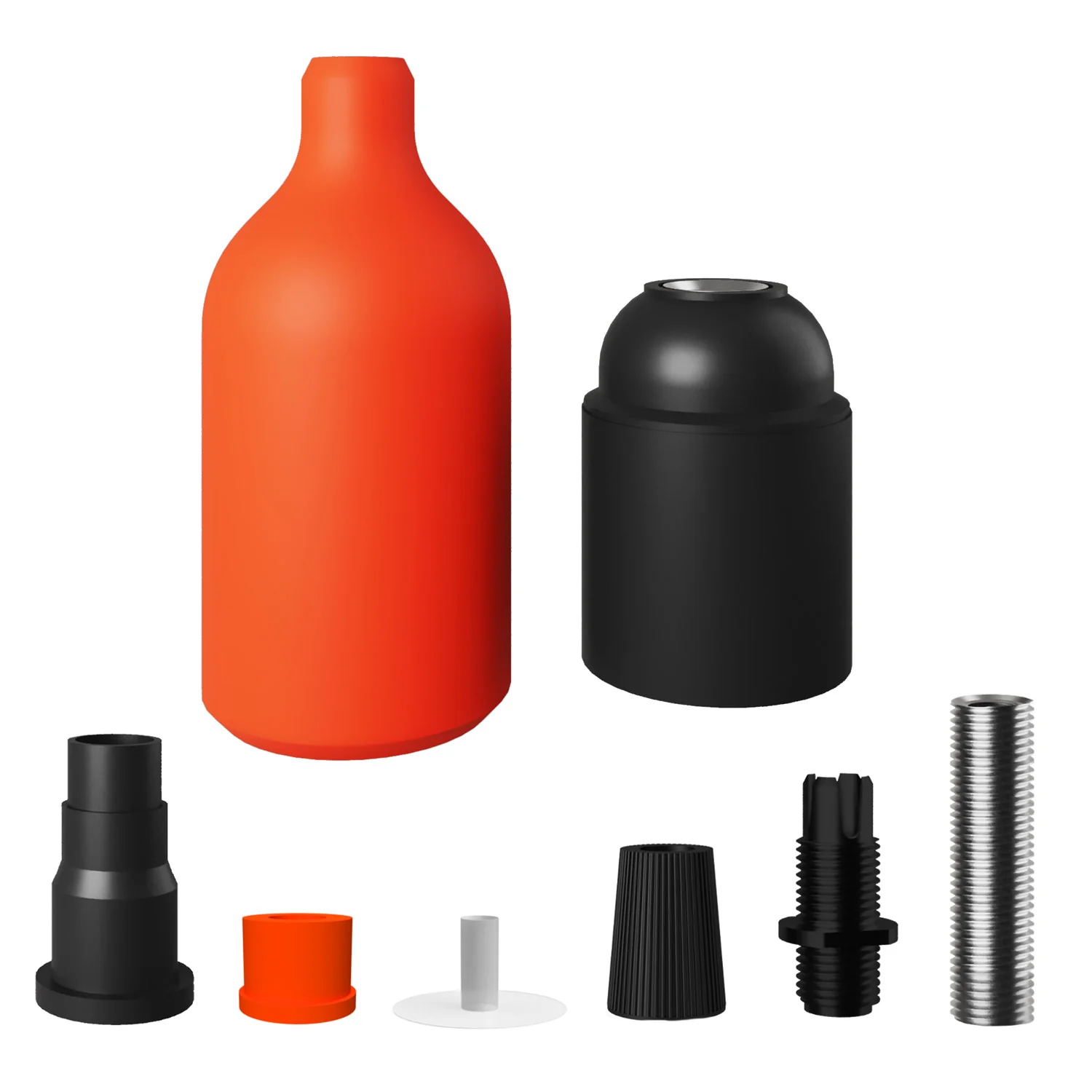 Silicone E26 socket kit with hidden cable clamp - Orange - Image 2