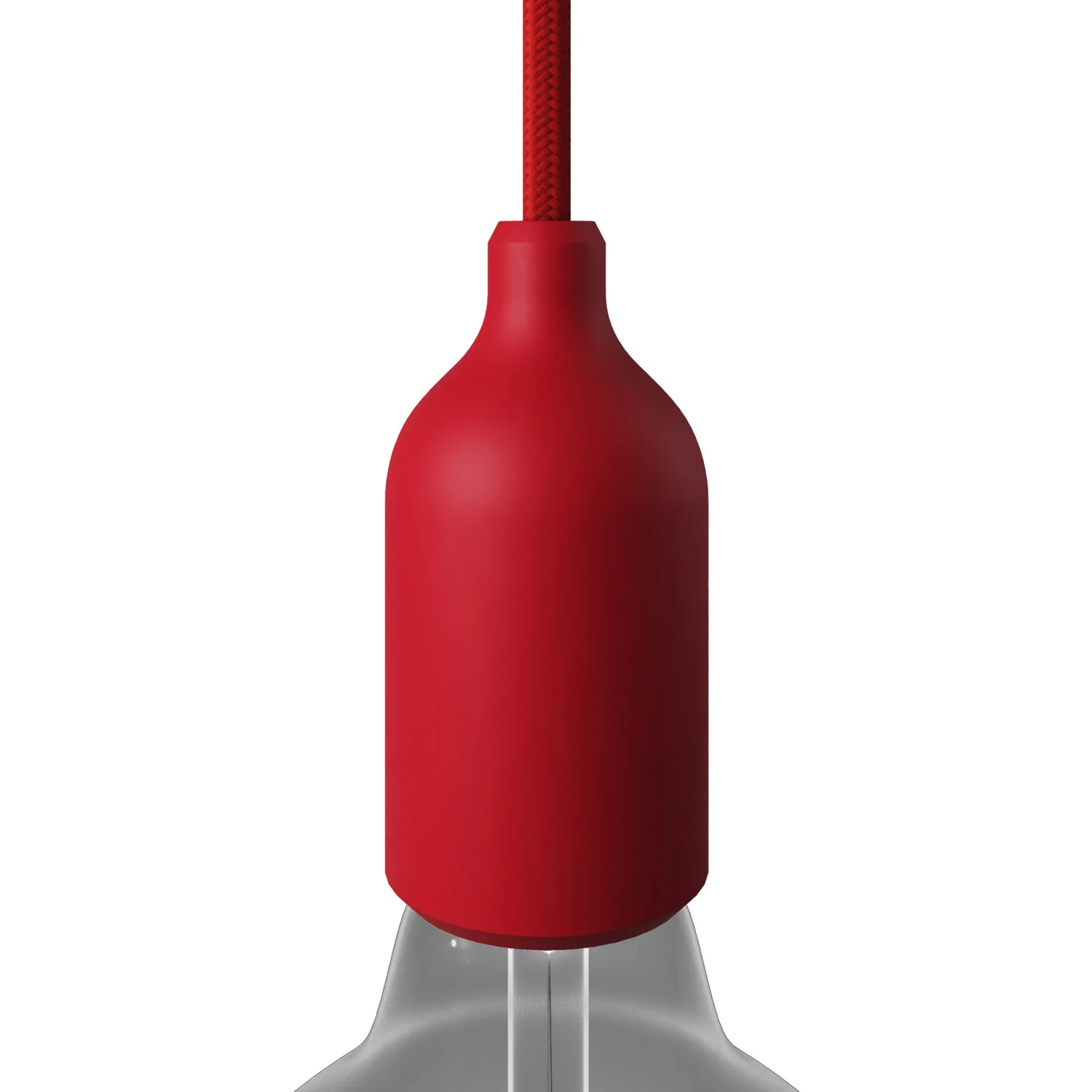 Silicone E26 socket kit with hidden cable clamp - Red
