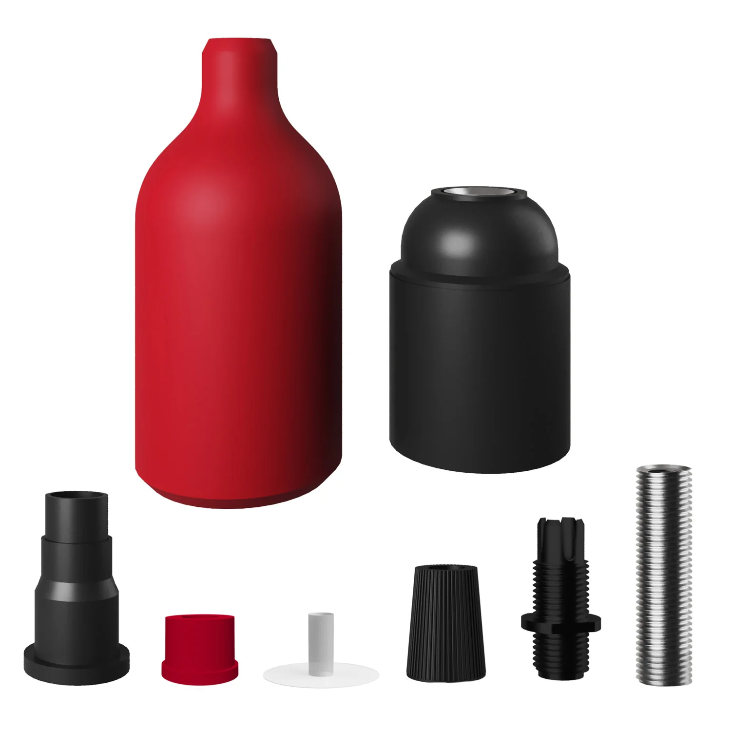 Silicone E26 socket kit with hidden cable clamp - Red - Image 2
