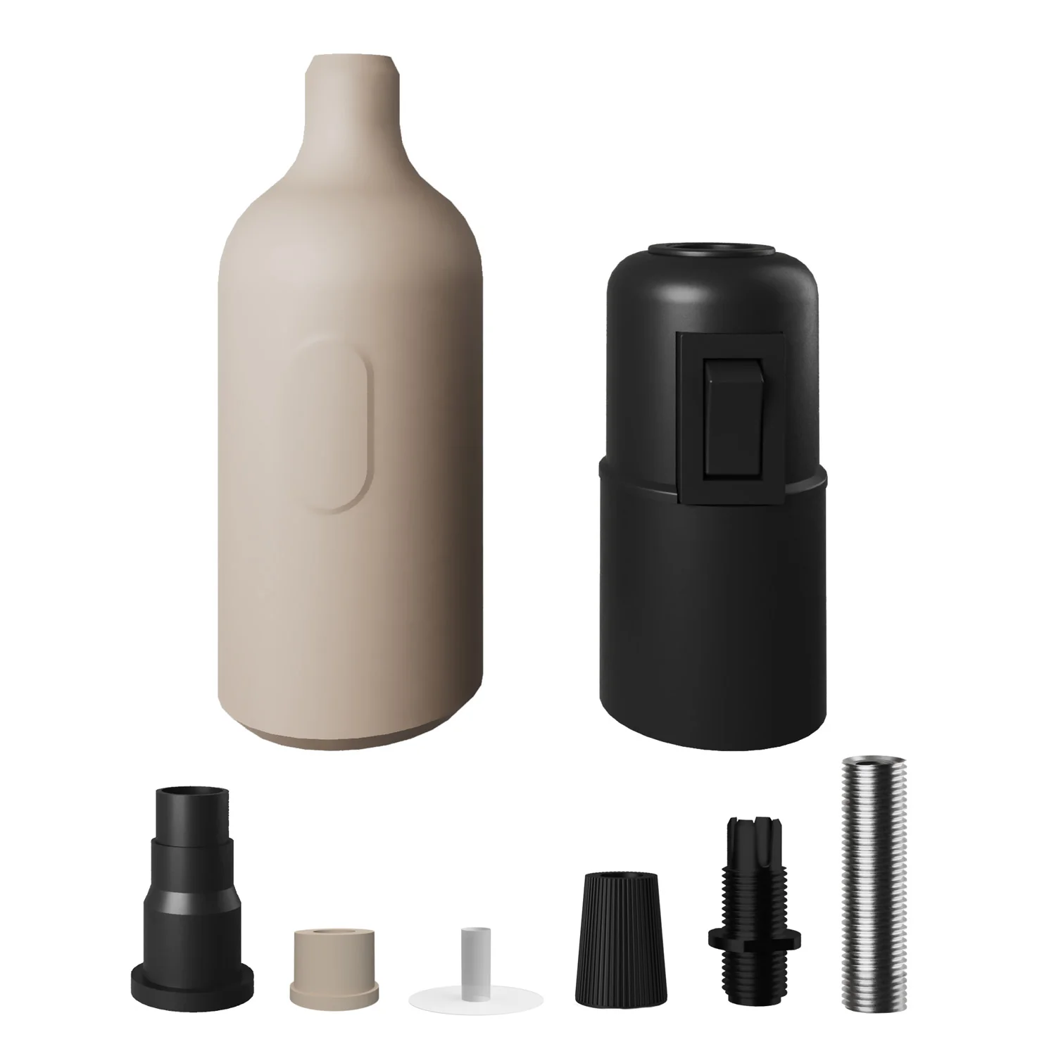 Silicone E26 socket kit with switch and hidden cable clamps - Desert Brown - Image 2