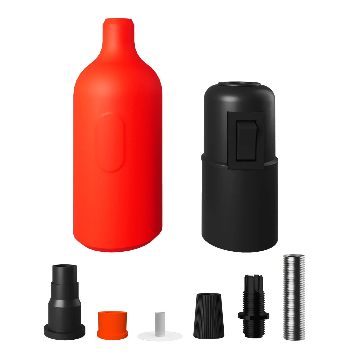 Silicone E26 socket kit with switch and hidden cable clamps - Orange - Image 2