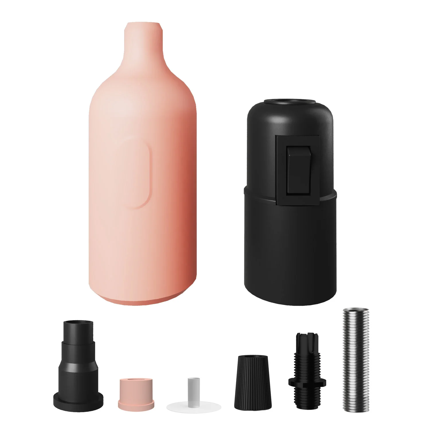 Silicone E26 socket kit with switch and hidden cable clamps - Salmon - Image 2