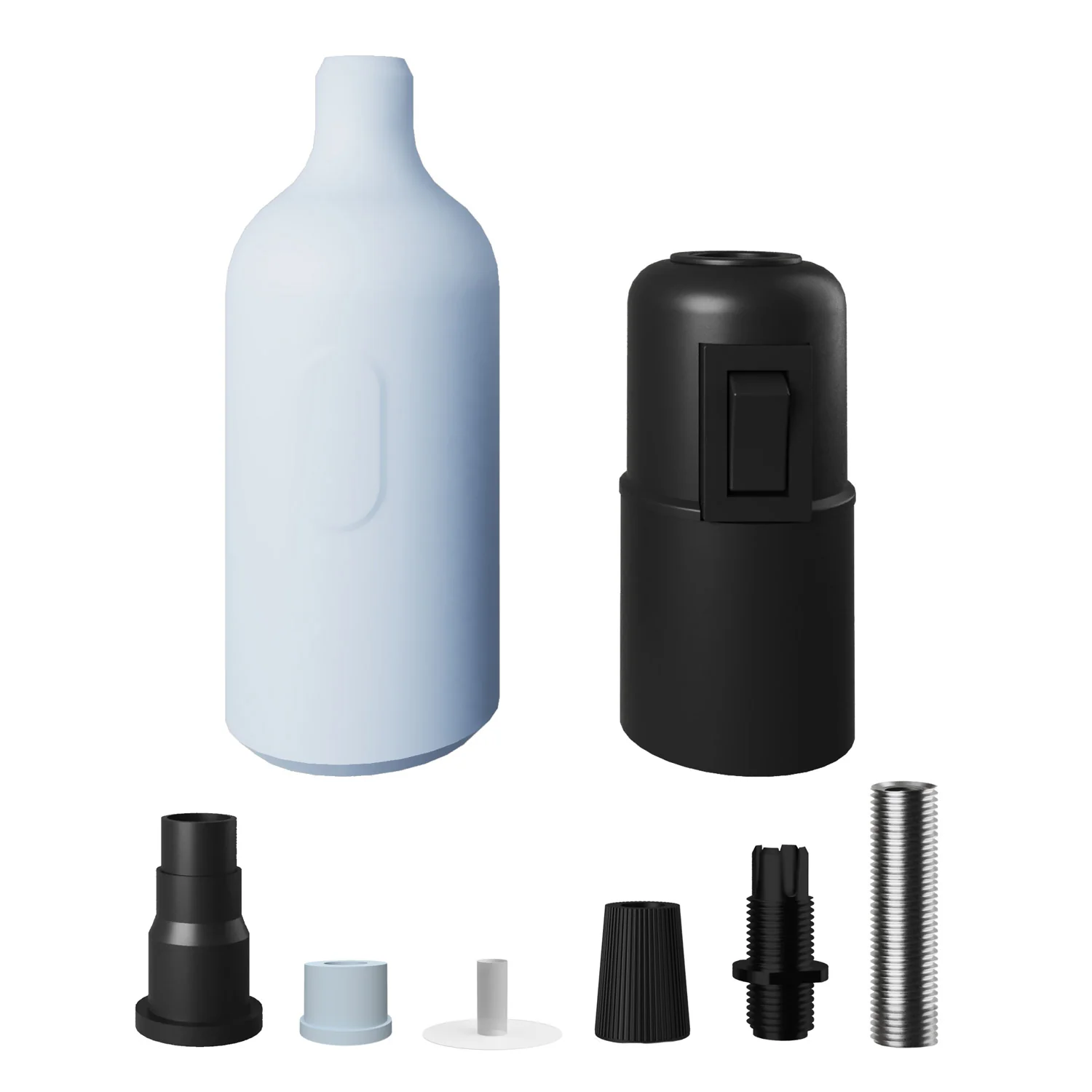 Silicone E26 socket kit with switch and hidden cable clamps - Soft blue - Image 2
