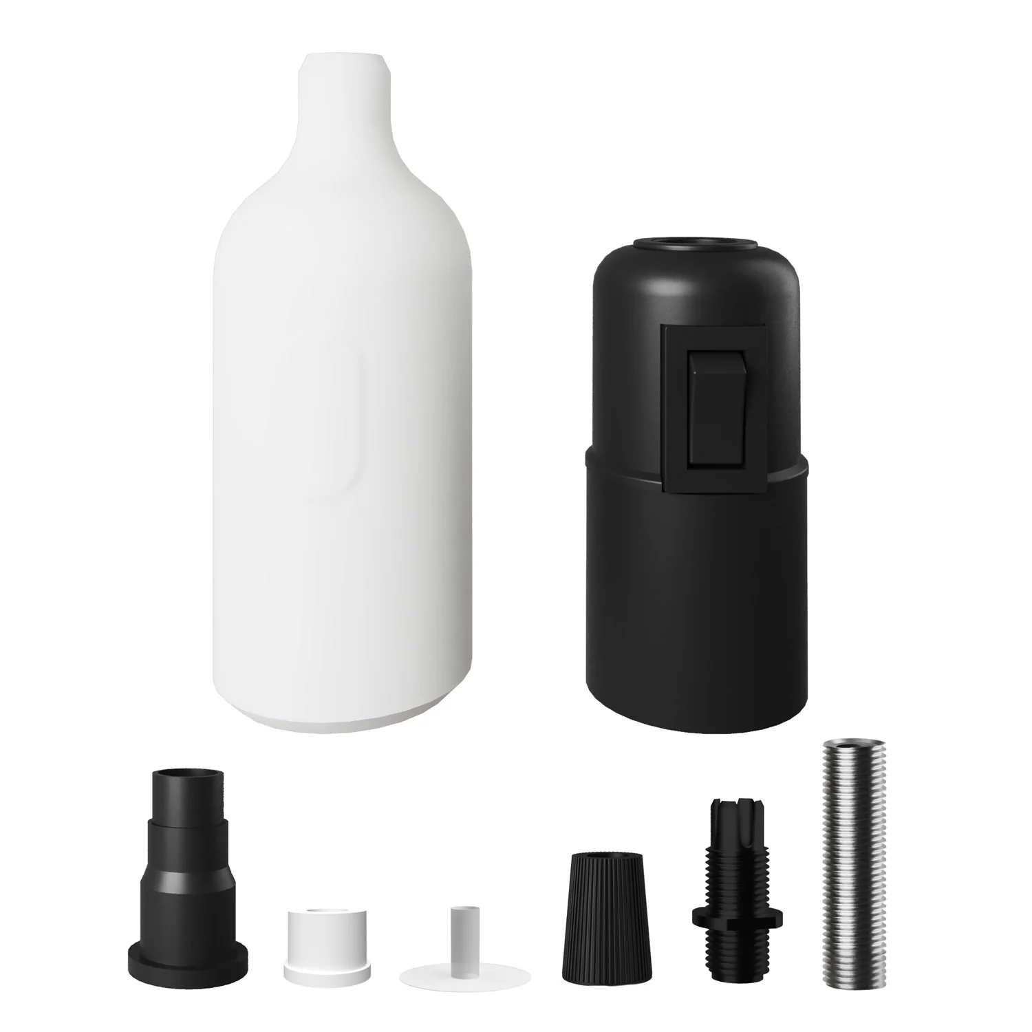 Silicone E26 socket kit with switch and hidden cable clamps - White - Image 2
