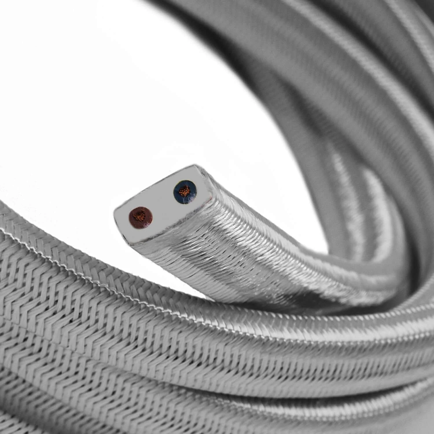 Silver fabric-covered electric cable for string light CM02 - Image 2