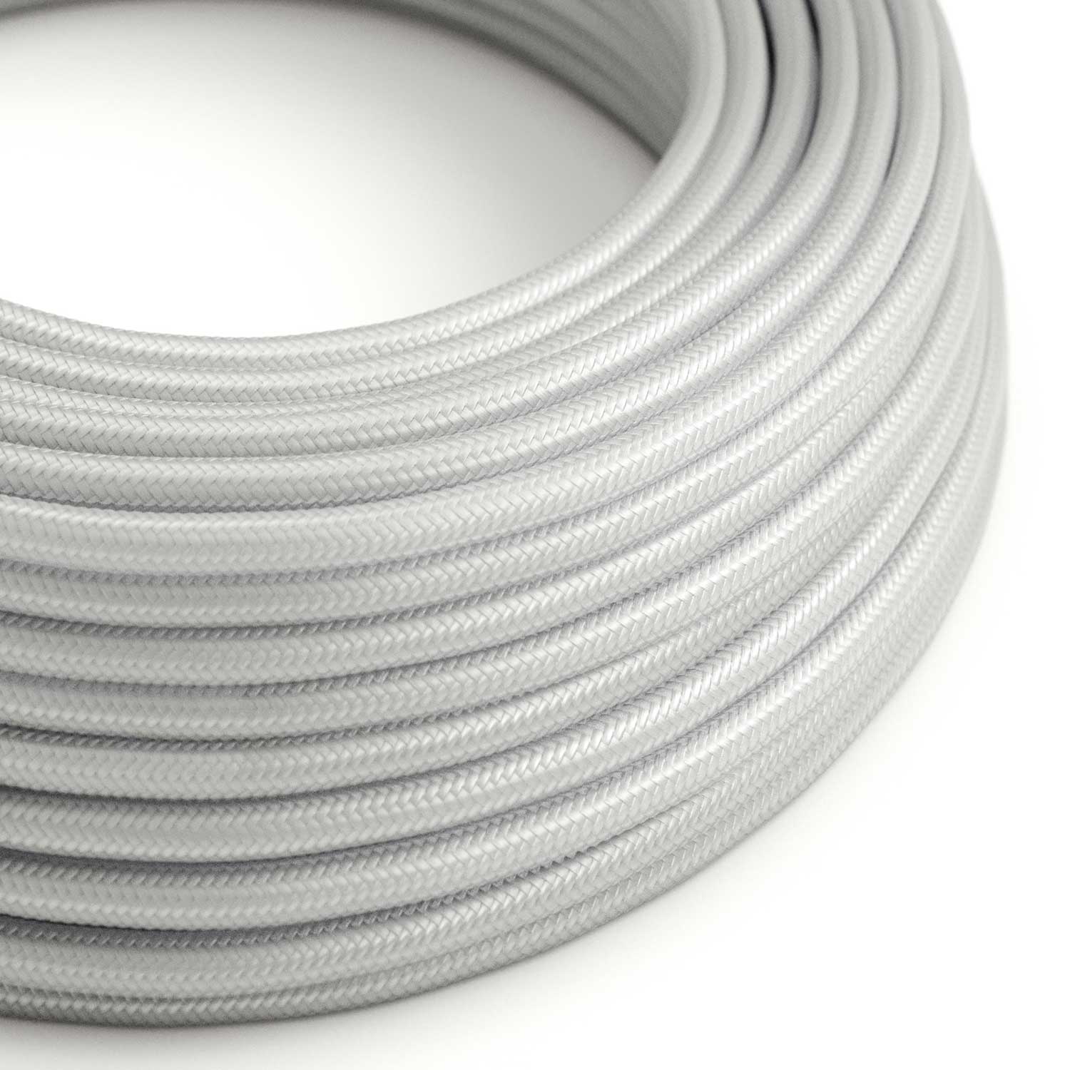 Silver textile electrical cable - The Original Creative Cables, for customised DIY lamps - RM02