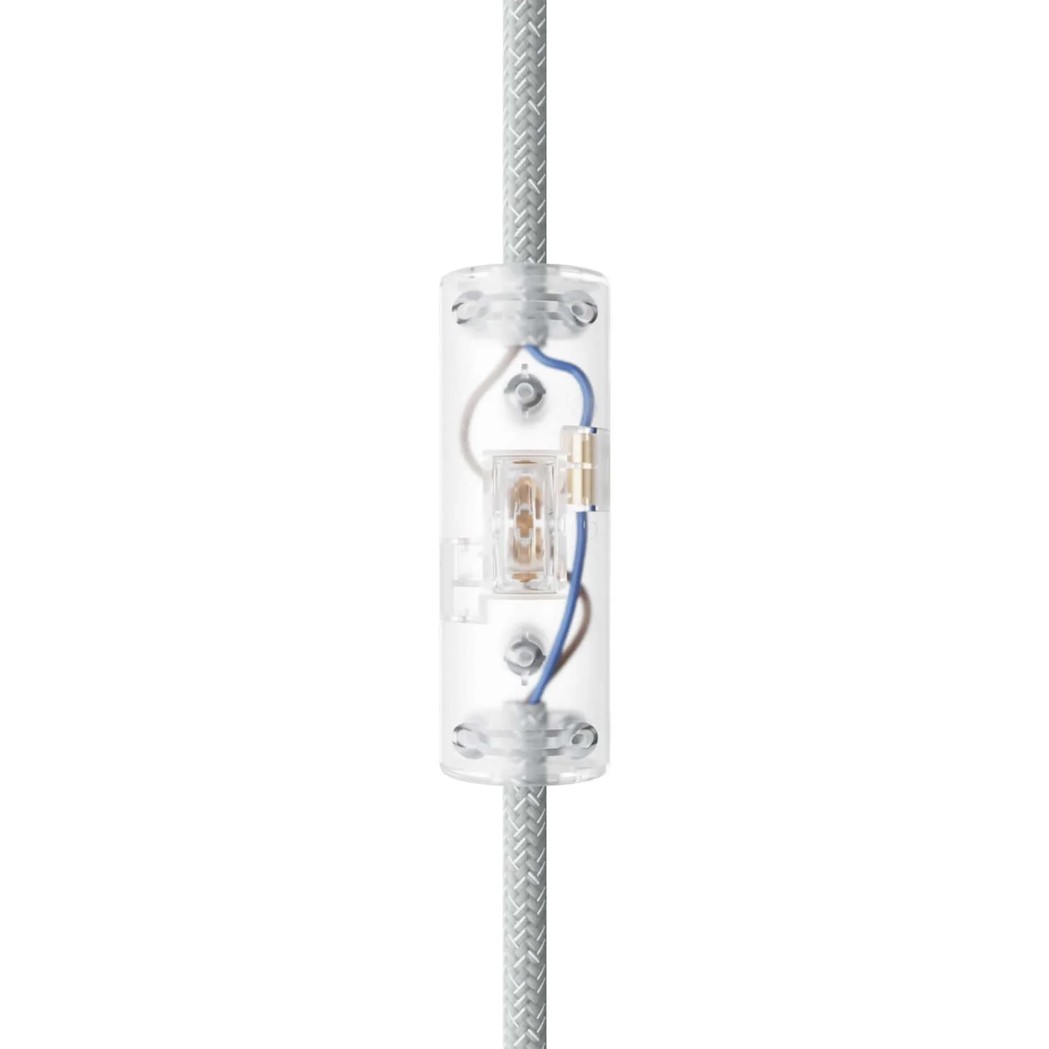 Cylindrical rocker single-pole switch with earth terminal - Transparent