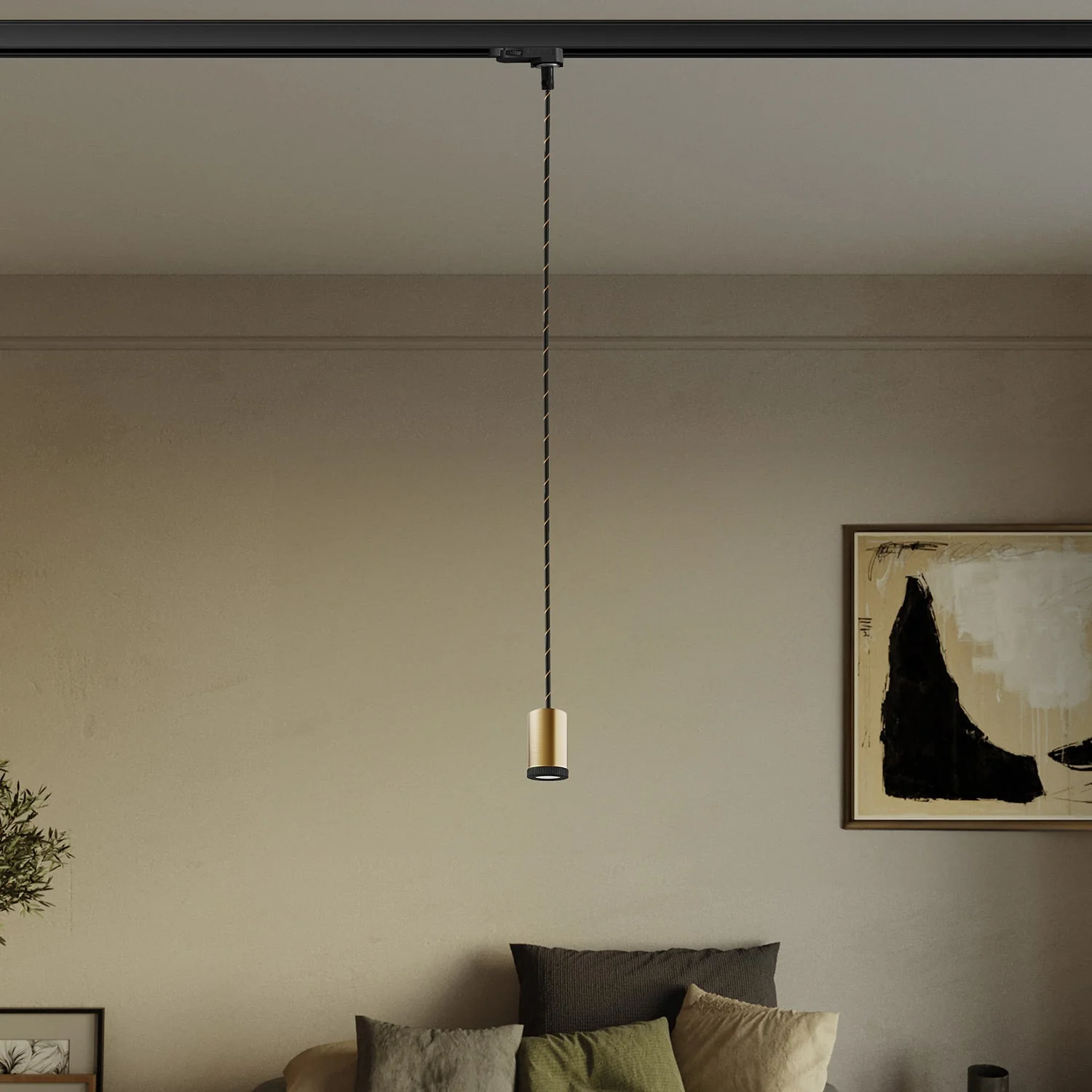 Single Mini Spotlight GU1d0 for tracks - Satin bronze - Image 2