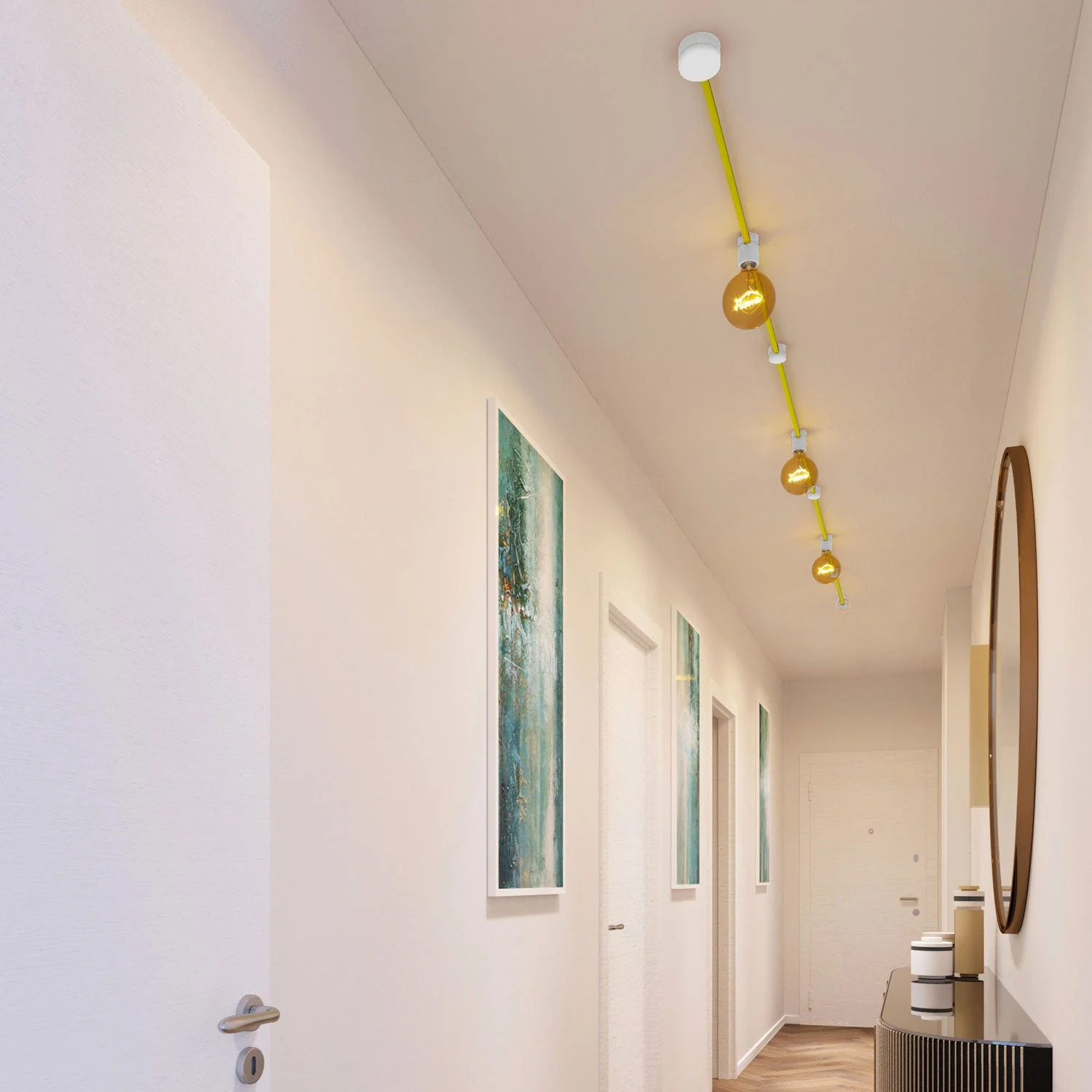 Filé Linear System Kit - with 5 m CF10 cable for string light and 7 white painted wooden components for indoor use - Image 2