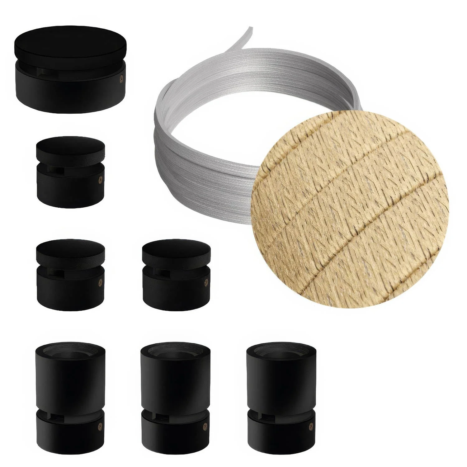 Filé Linear Kit System - with 5 m CN06 cable for string light and 7 black painted wooden components for interiors