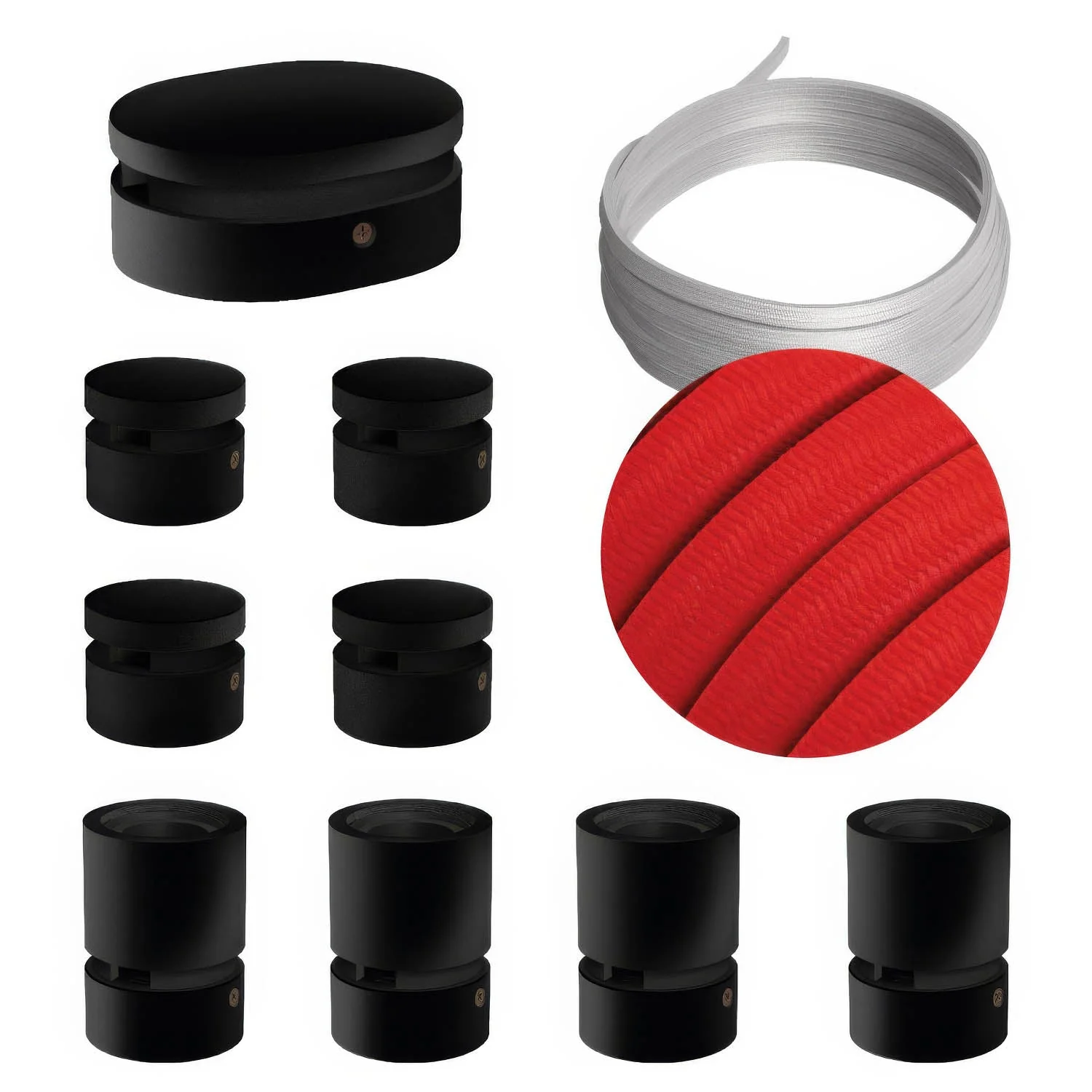 Filé Symmetric Kit System - with 5 m CM09 cable for string light and 9 black painted wooden components for interiors