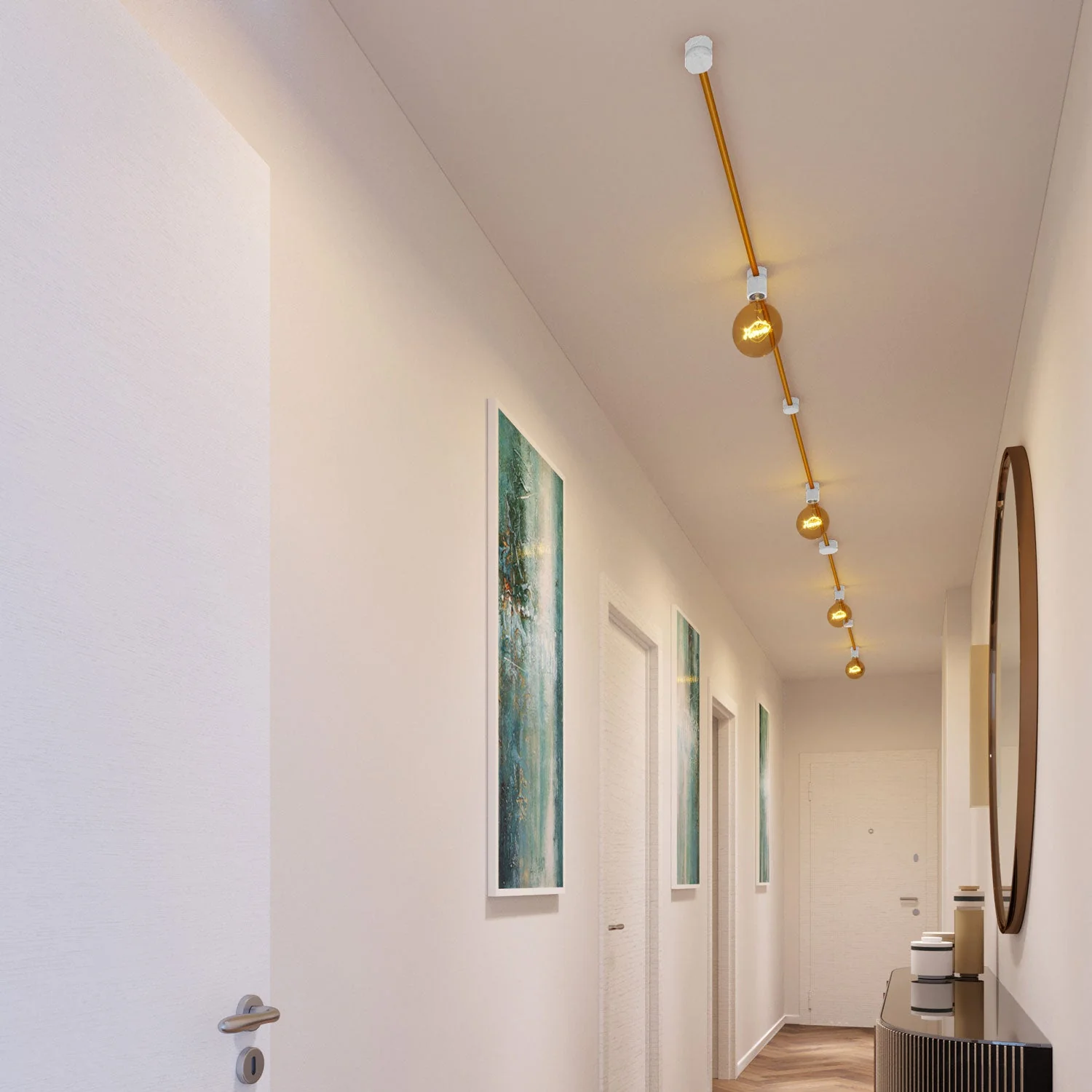 Filé Symmetric Kit System - with 5 m CM05 cable for string light and 9 white painted wooden components for indoor use - Image 2