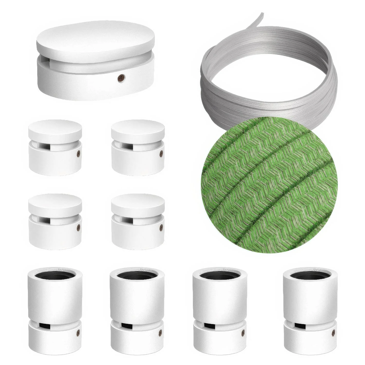 Filé Symmetric Kit System - with CX08 5 m cable for string light and 9 white painted wooden components for indoor use