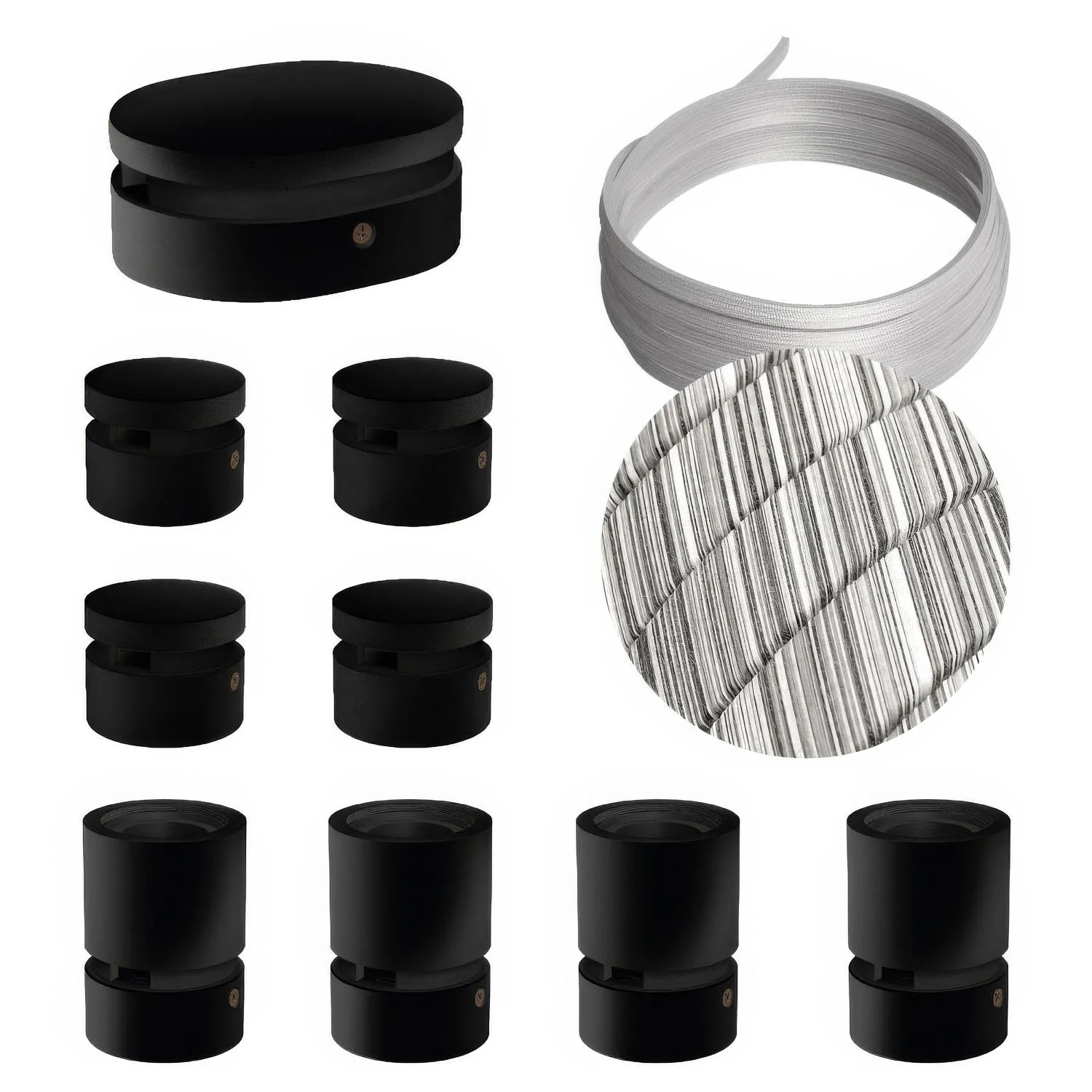 Filé Symmetric Kit system – with 5 m ECC37 cable for string light and 9 black painted wooden components for interiors