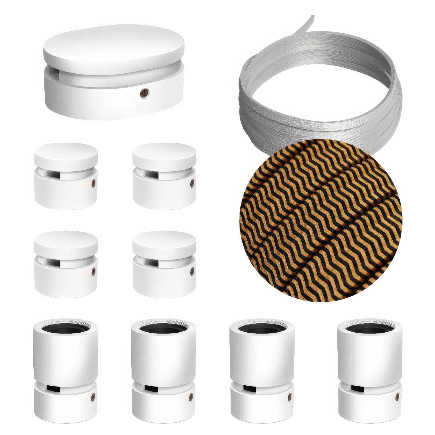 Filé Symmetric Kit System - with 5m CZ22 cable for string light and 9 white-painted wooden components for interiors