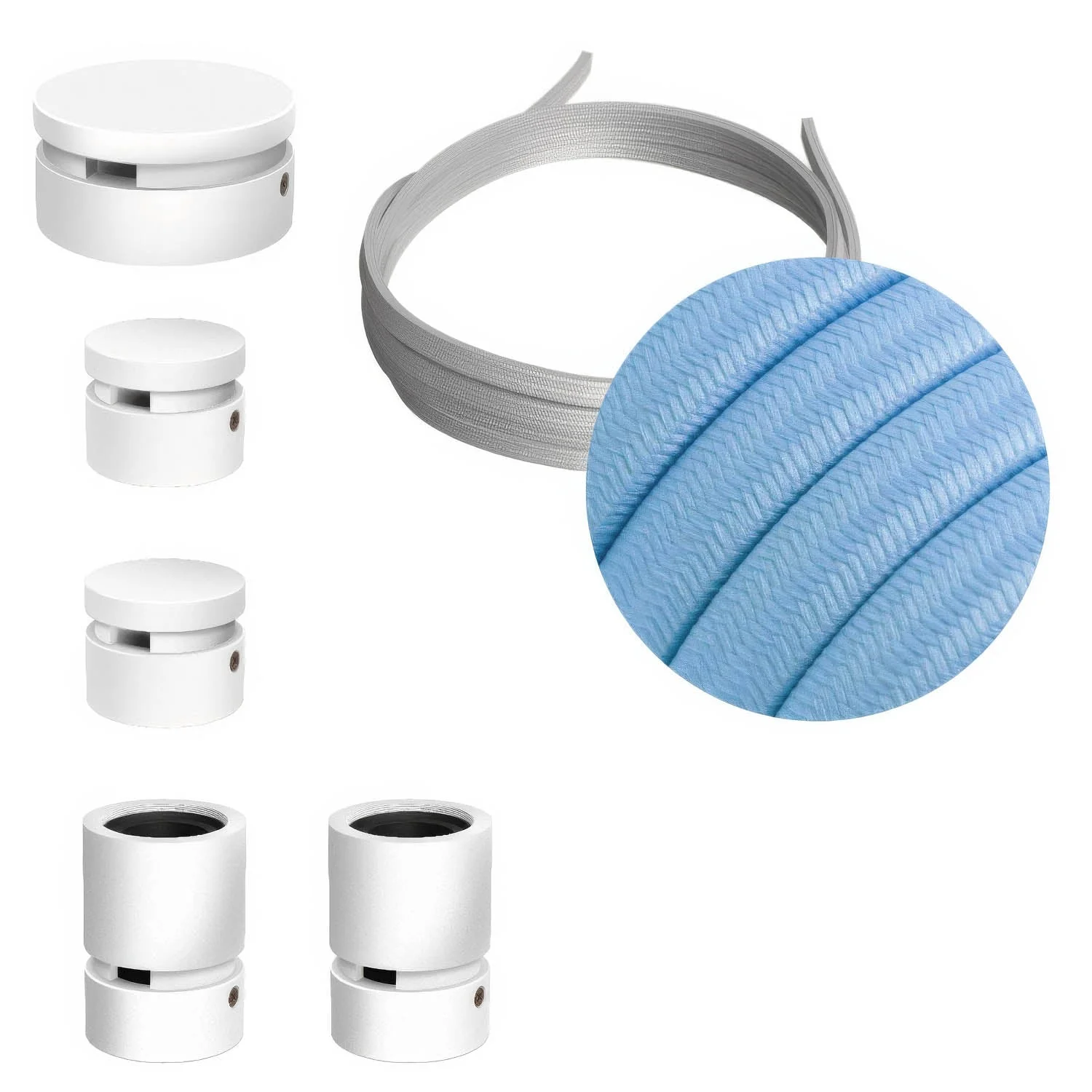 Filé Wiggle Kit System - with 3 m CM17 cable for string light and 5 white painted wooden components for interiors