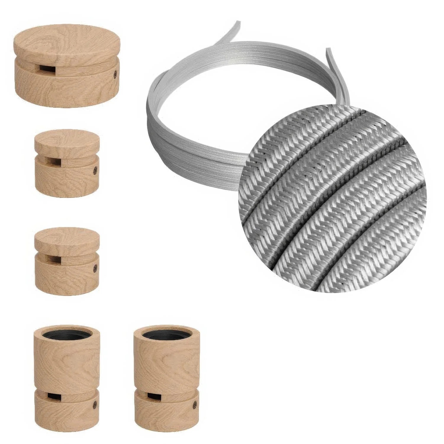 Filé Wiggle Kit System - with 3 m CM02 cable for string light and 5 wooden components for interiors