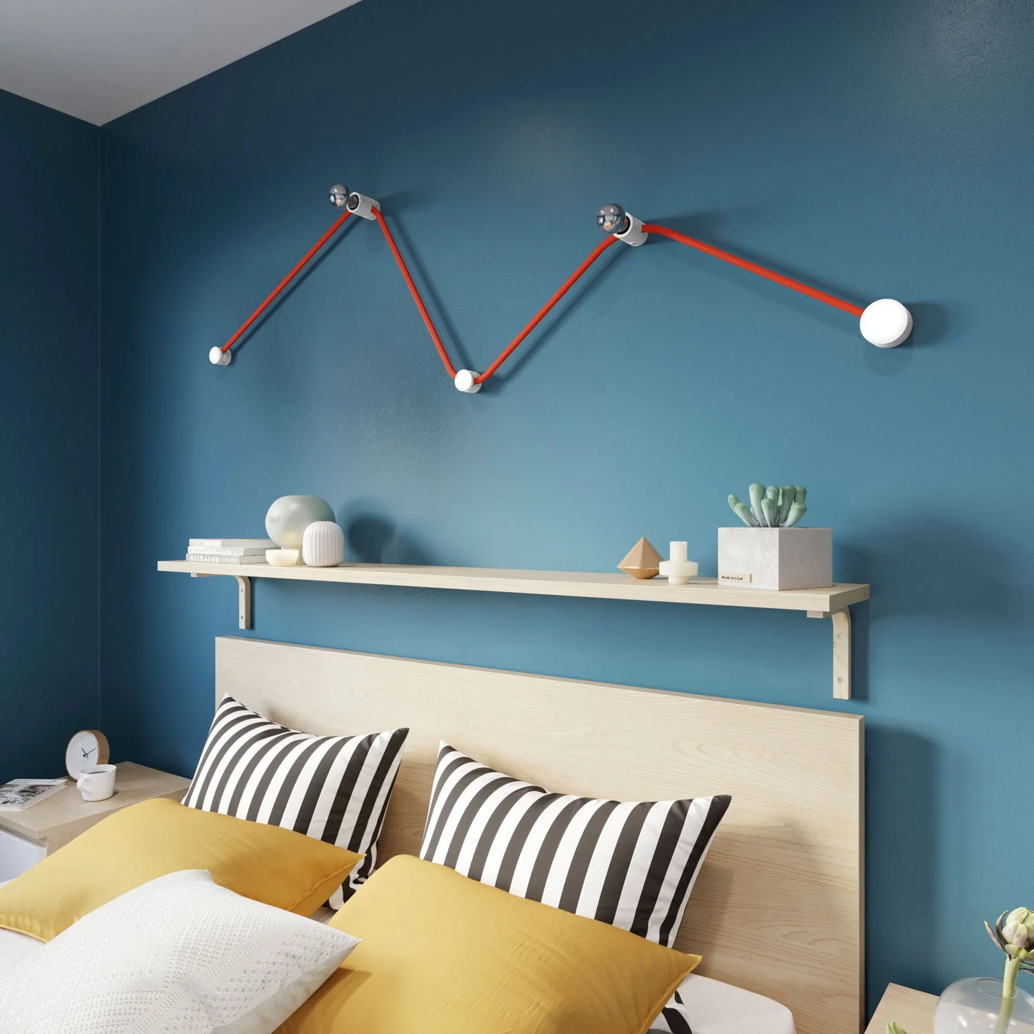 Filé Wiggle Kit System - with 3 m CF15 cable for string light and 5 white painted wooden components for interiors - Image 2