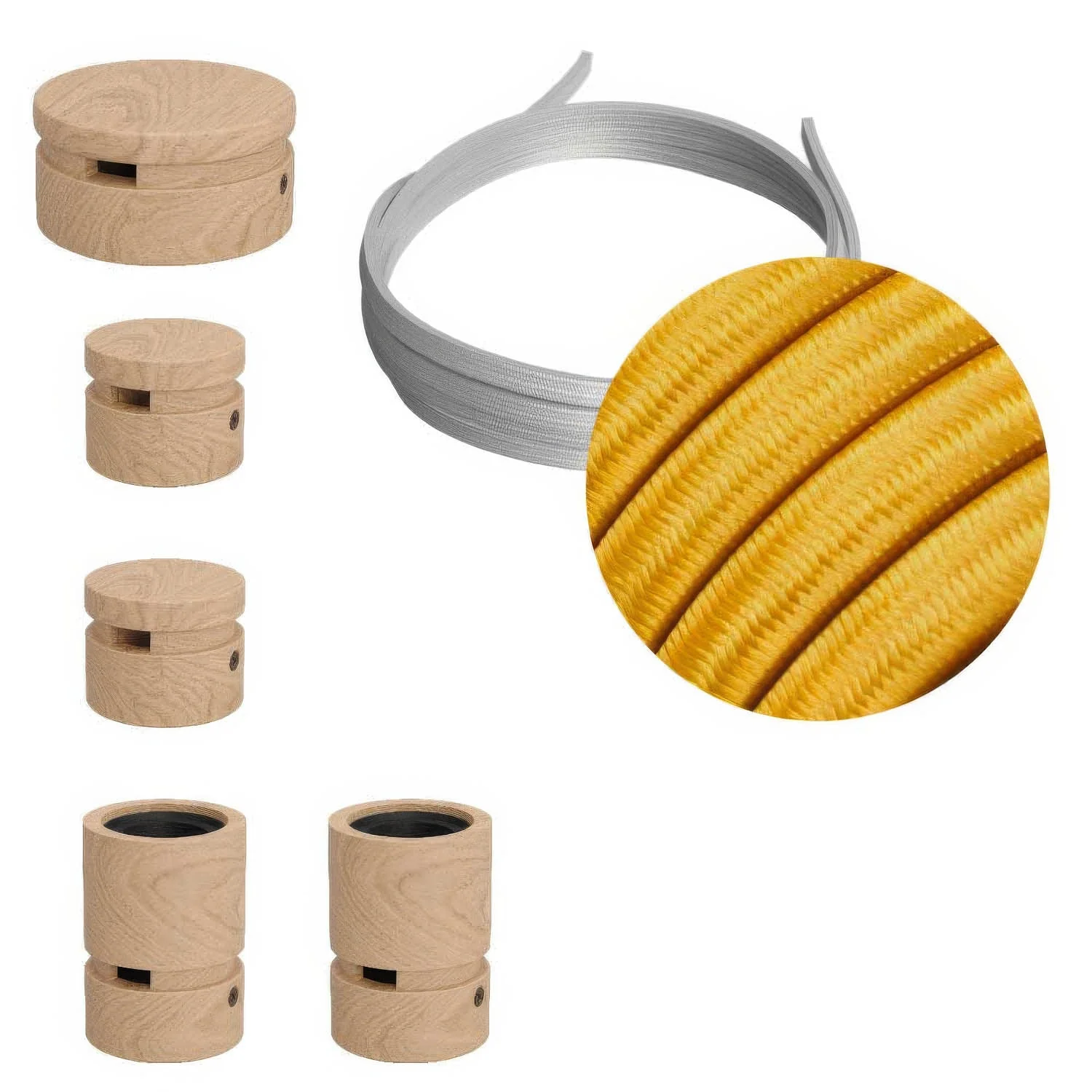 Filé Wiggle Kit String Light System – with 3 m CM05 Cable for string light and 5 wooden components for interiors