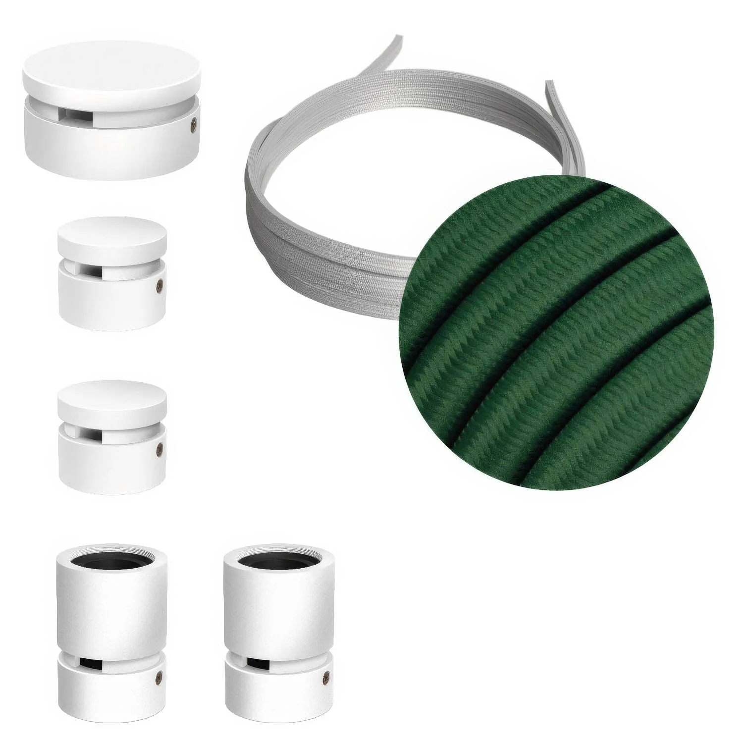 Filé Wiggle System Kit - with 3 m CM21 cable for string light and 5 white painted wooden components for interiors
