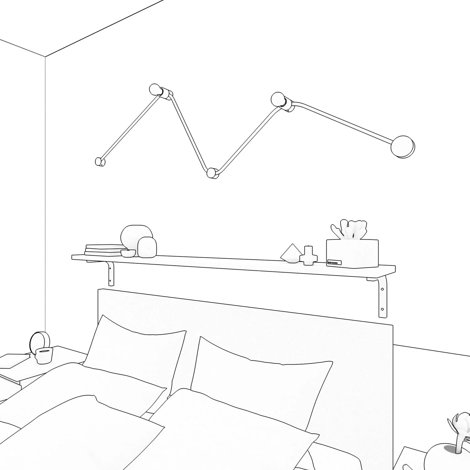 Filé Wiggle System Kit - with 3 m CM21 cable for string light and 5 white painted wooden components for interiors - Image 4