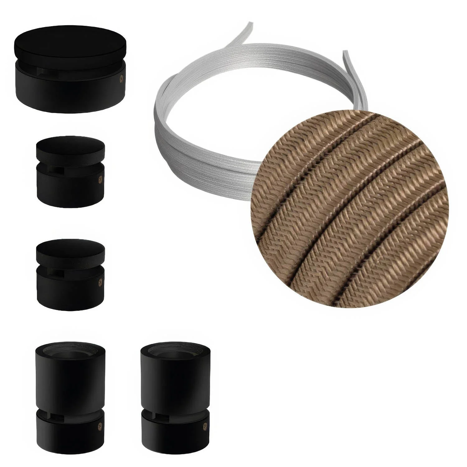 Filé Wiggle Kit System - with 3 m CM27 cable for string light and 5 black painted wooden components for indoor use