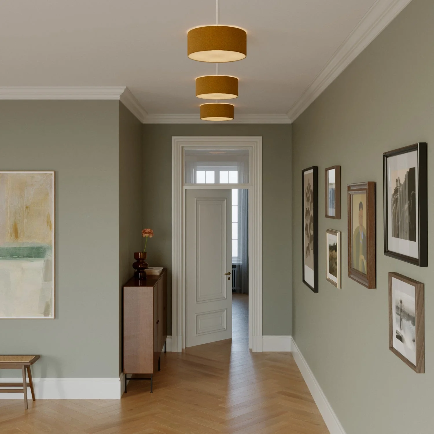 Small fabric ceiling light - Made in Italy - Mustard Wool - Image 2