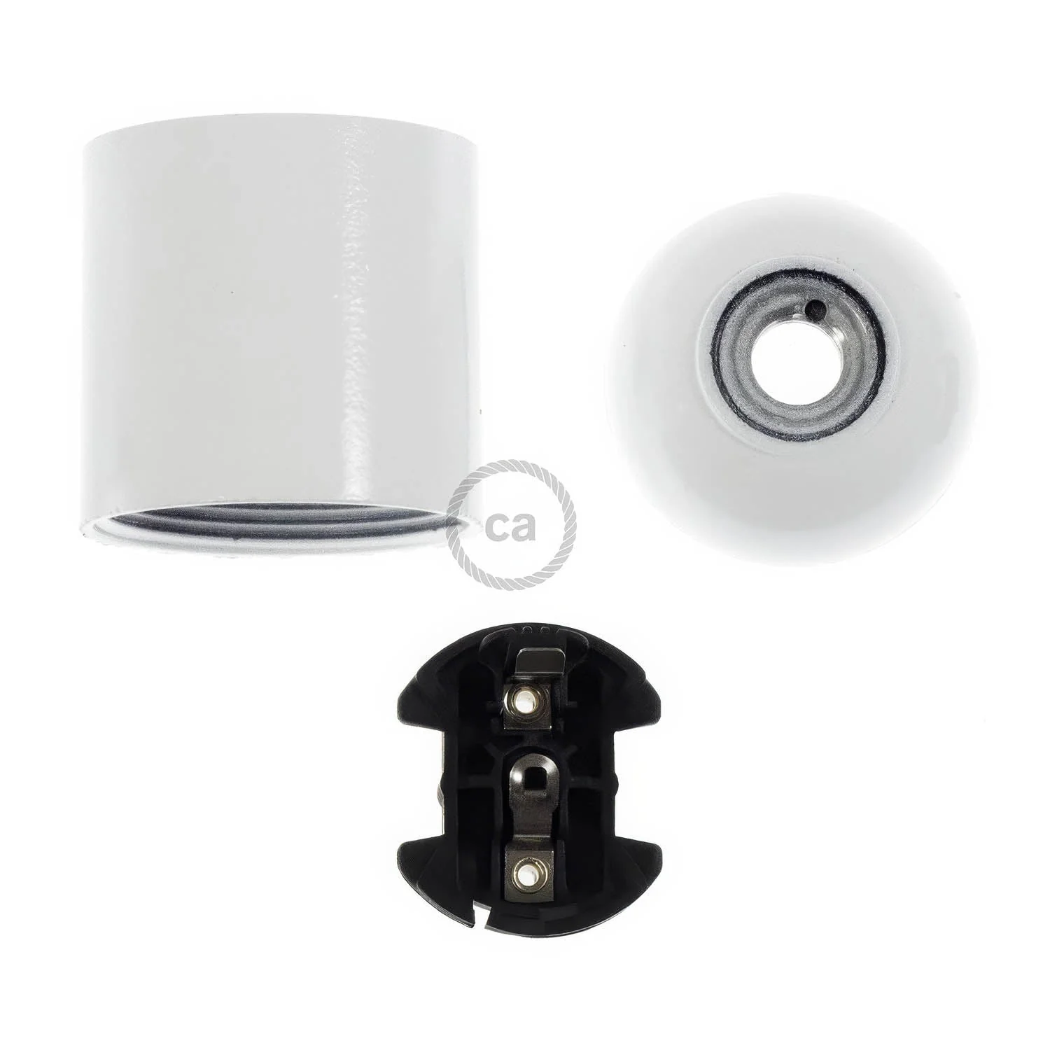 Smooth Sided Bakelite Phenolic E26 light bulb socket – White - Image 2