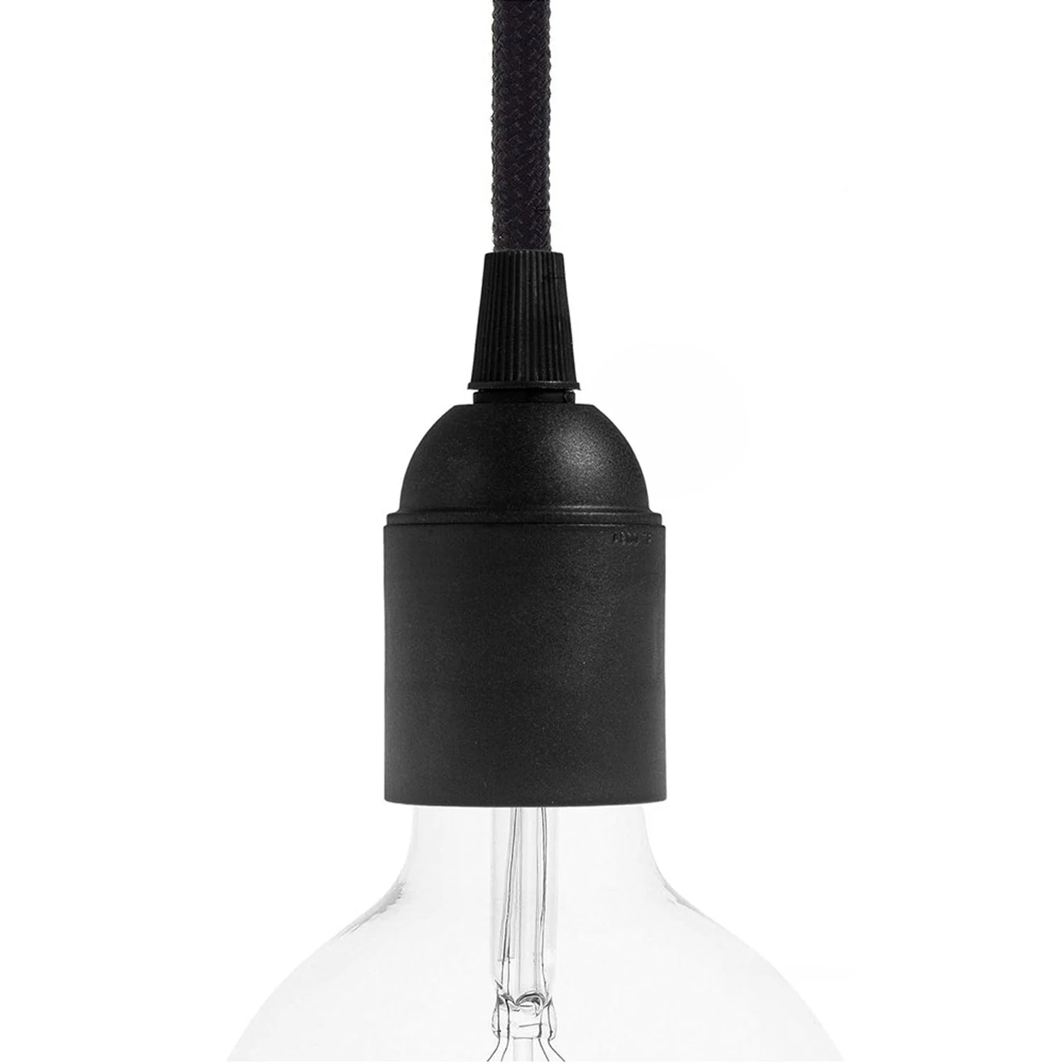 Smooth-sided thermoplastic E26 light bulb socket kit - Black