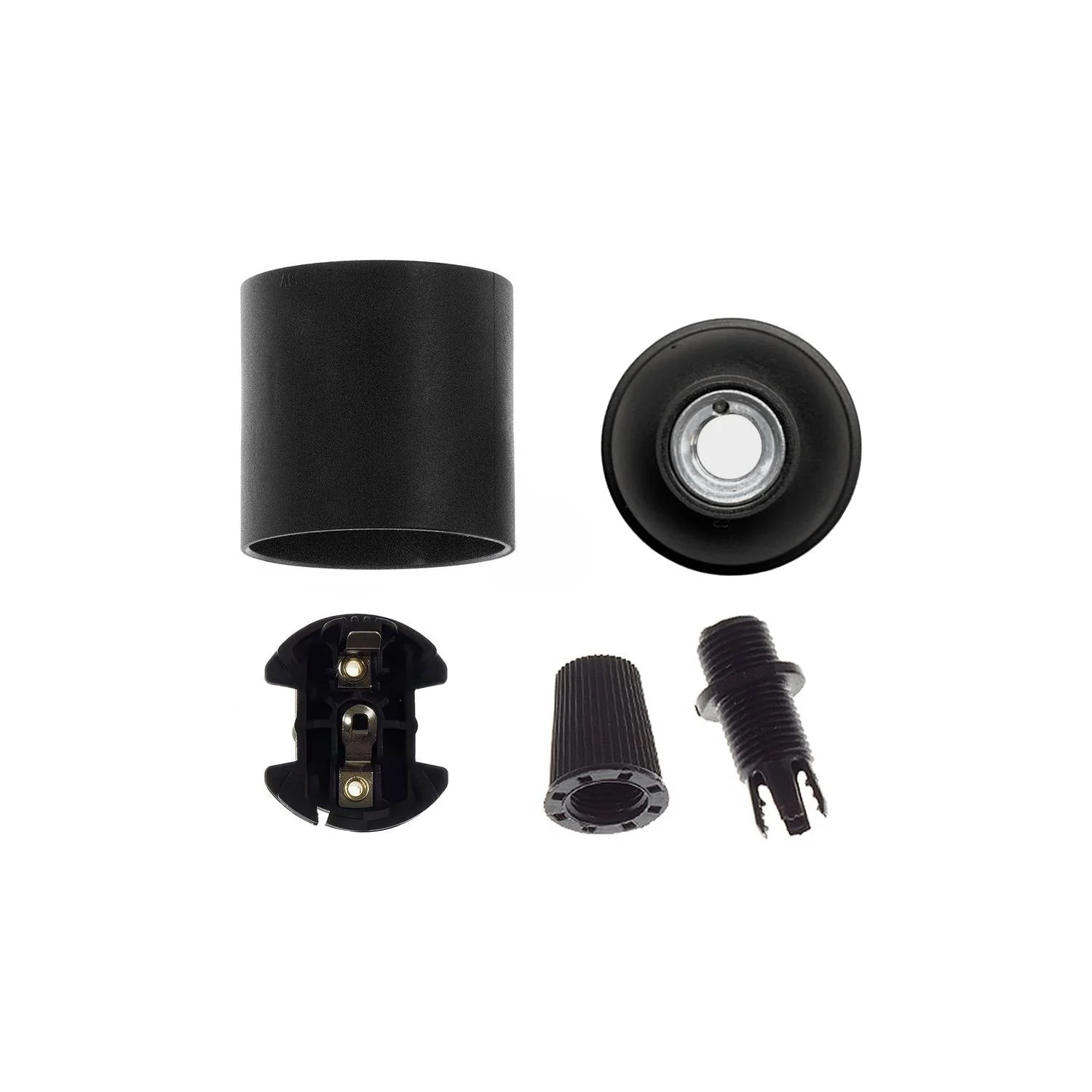 Smooth-sided thermoplastic E26 light bulb socket kit - Black - Image 2