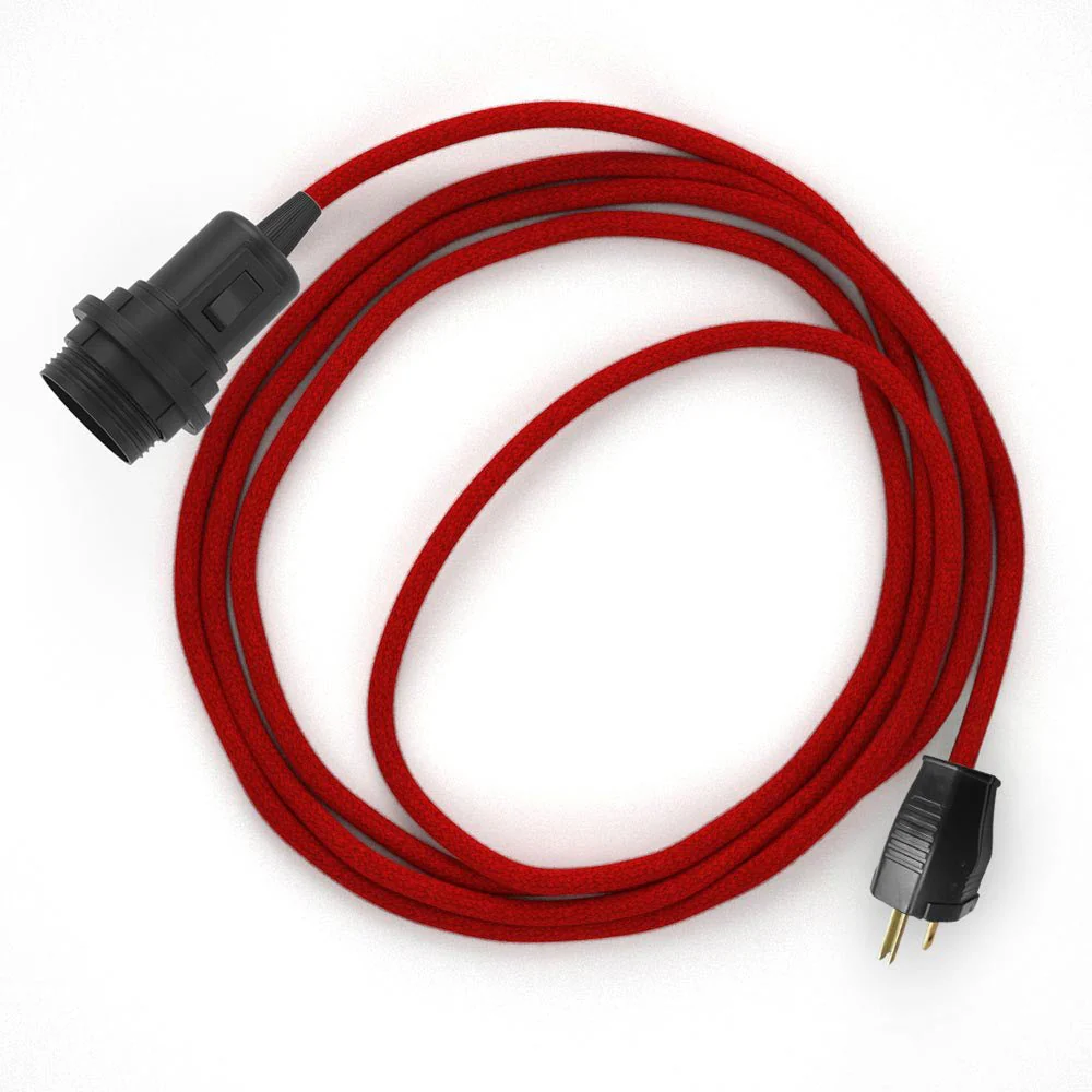 Snake for lampshade - Plug-in lamp with coloured fabric cable - RC35