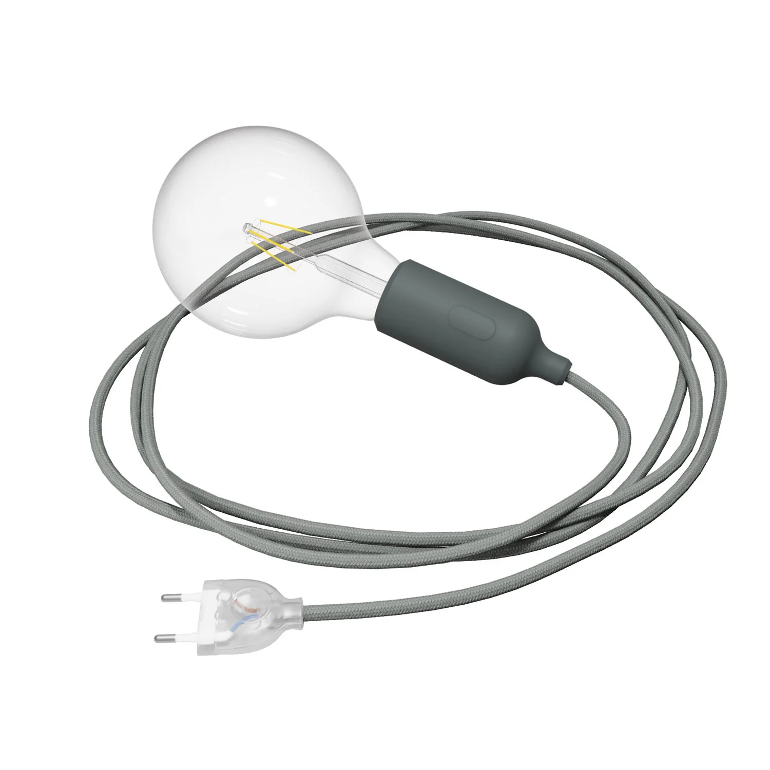Snake silicone lamp with switch and plug - Grey