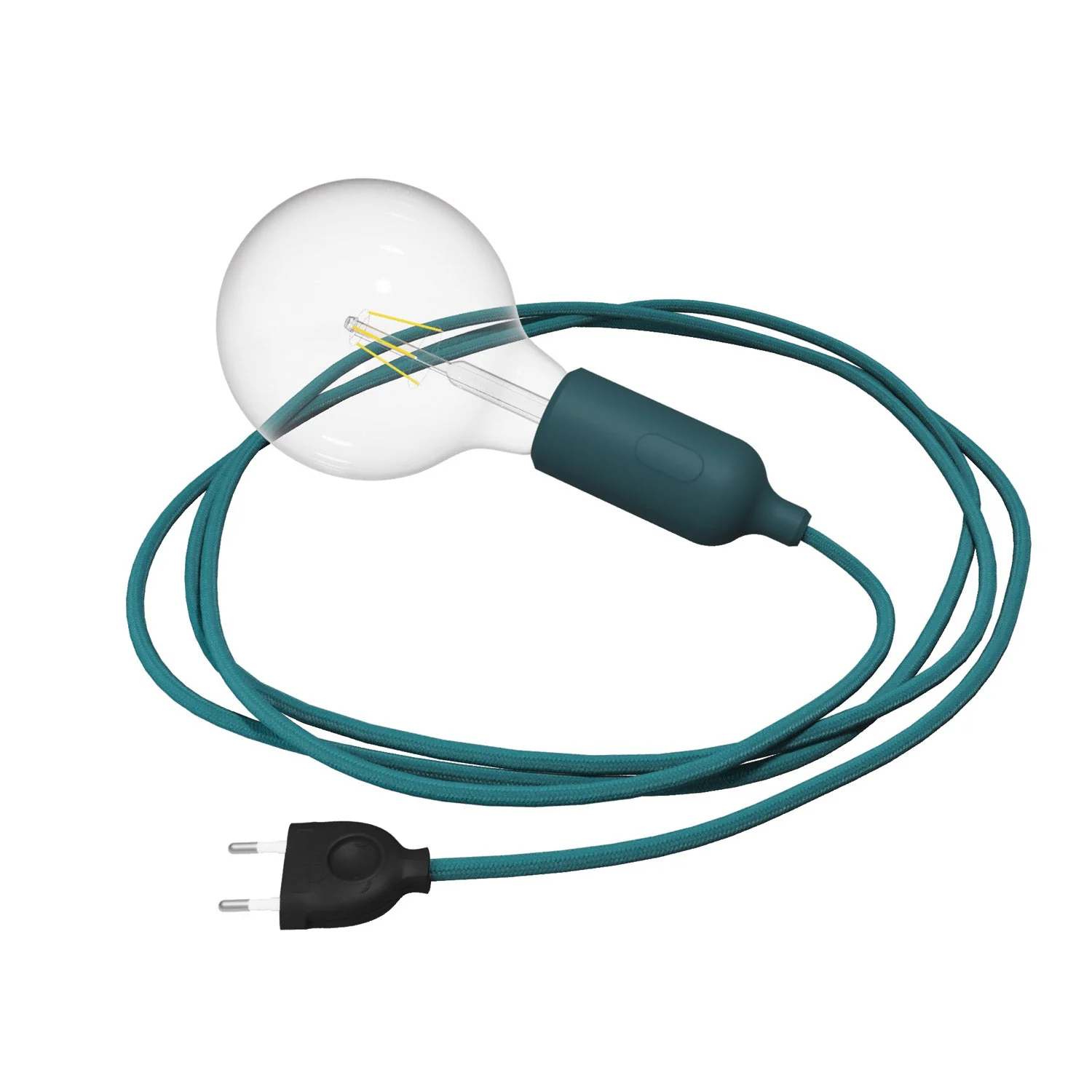 Snake silicone lamp with switch and plug - Petrol blue