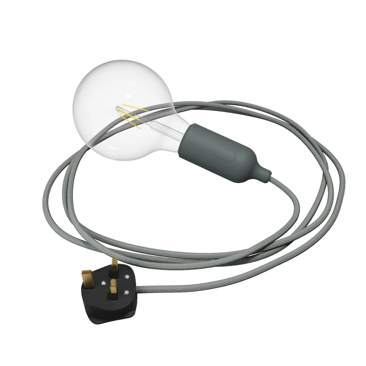 Snake silicone lamp with switch and UK plug - Grey