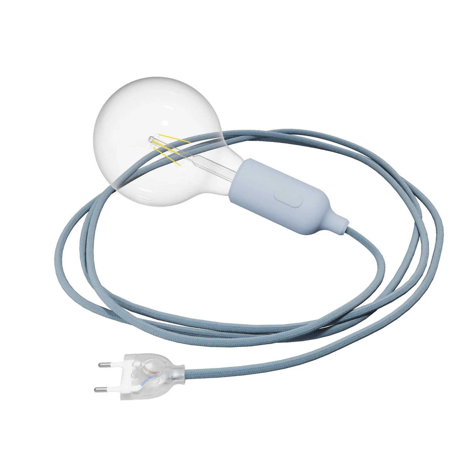 Snake silicone lamp with switch and plug - Powder blue