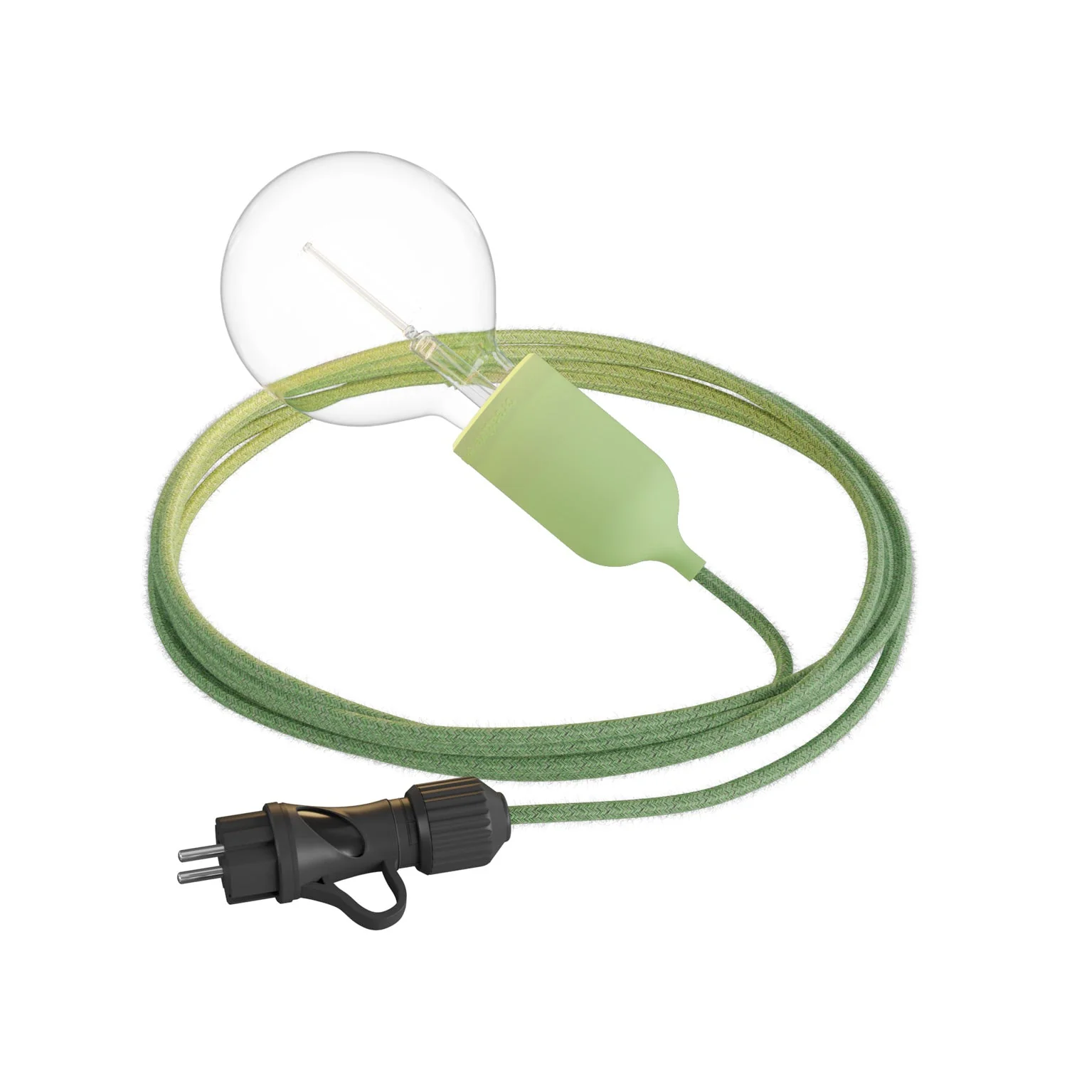 Snake Modulair Pastel, portable outdoor lamp, 5 m fabric cable, IP65 lamp holder and plug – Meadow green
