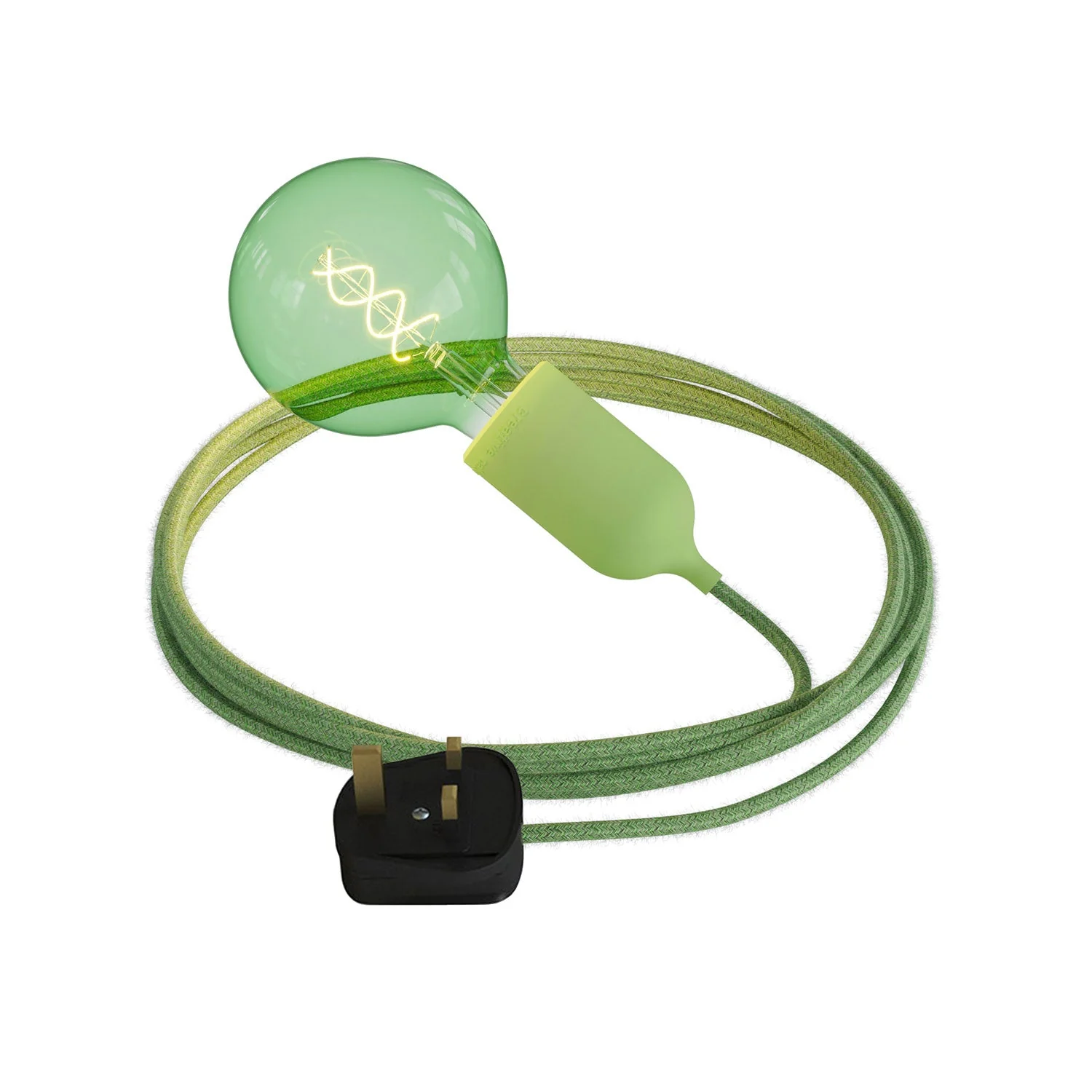 Snake Modulair Pastel, portable outdoor lamp, 5 m textile cable, IP65 lamp holder and UK plug - Meadow green