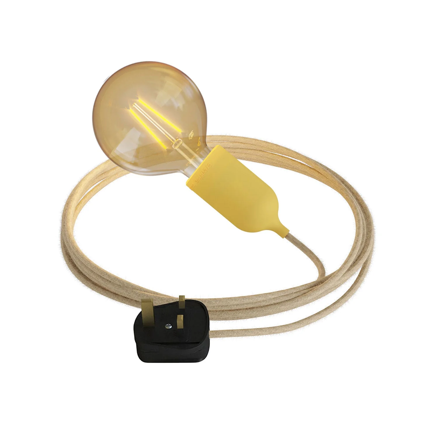 Snake Modulair Pastel, portable outdoor lamp, 5 m fabric cable, IP65 lamp holder and UK plug - Mustard