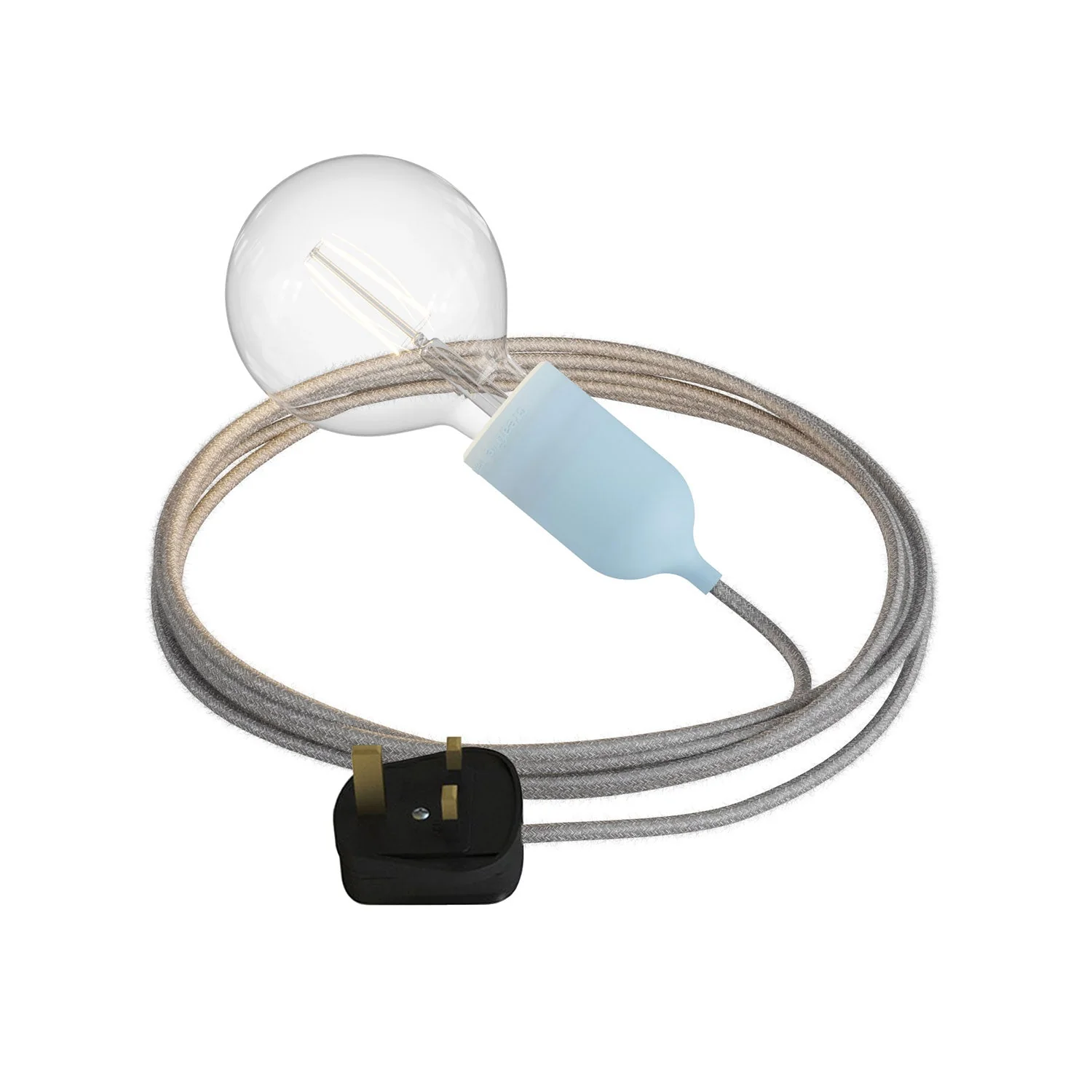 Snake Modulair Pastel, portable outdoor lamp, 5 m textile cable, IP65 lamp holder and UK plug – Powder blue