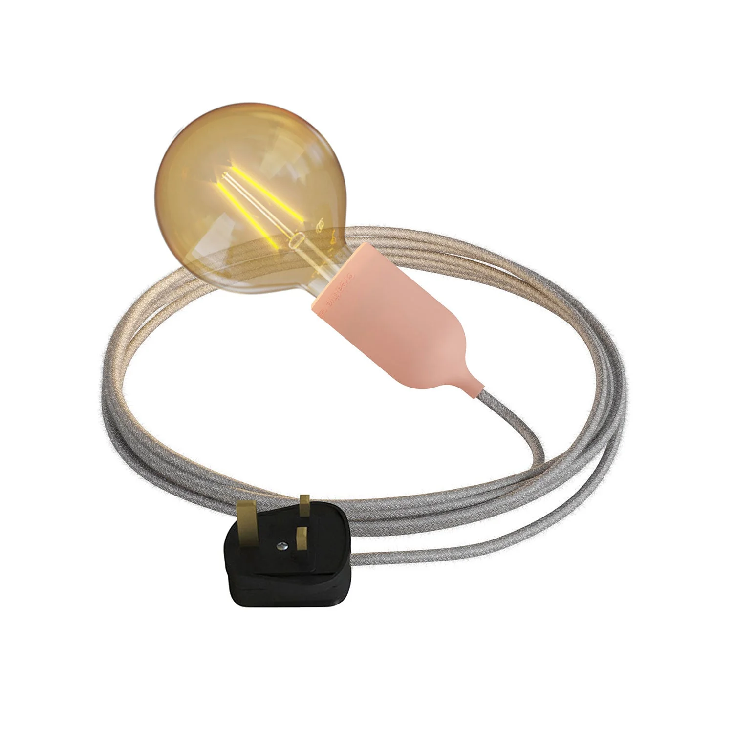 Snake Modulair Pastel, portable outdoor lamp, 5 m fabric cable, IP65 lamp holder and UK plug - Salmon
