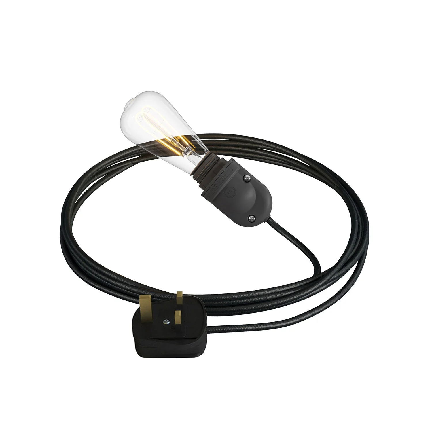 Snake Modulair, portable outdoor lamp, 5 m textile cable, IP65 lamp holder and UK plug - Black
