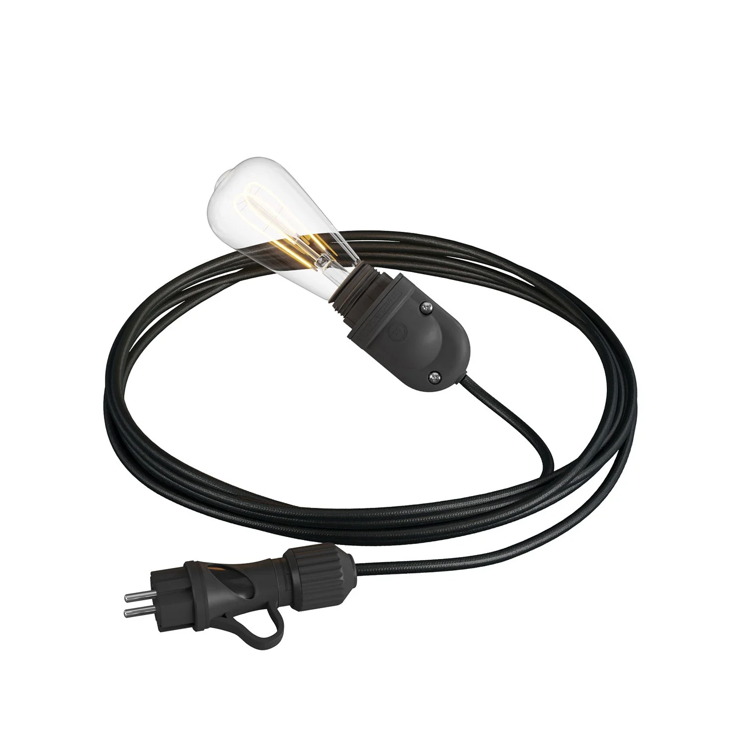Snake Modulair, portable outdoor lamp, 5 m fabric cable, IP65 lamp holder and plug - Black