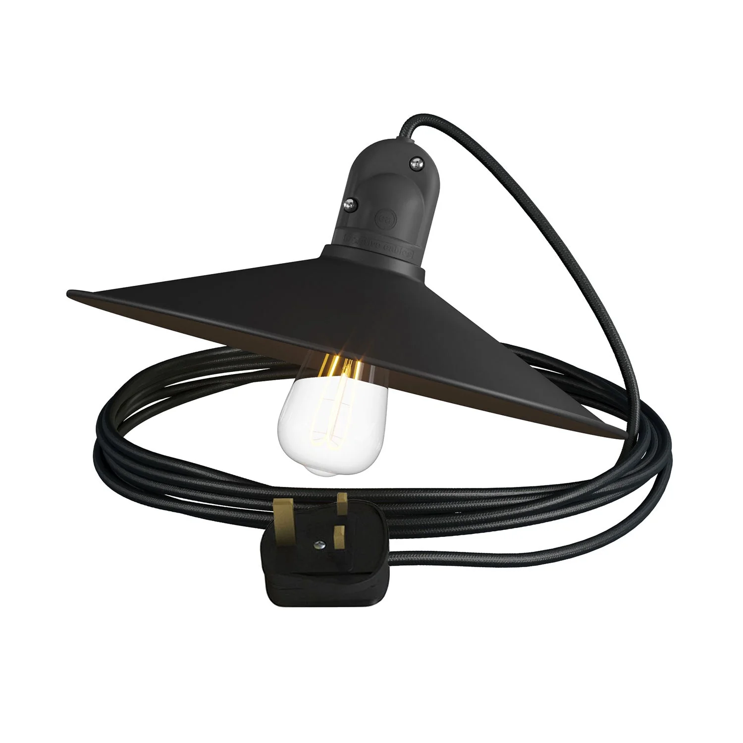 Snake Modulair with Swing lampshade, portable outdoor lamp, 5 m fabric cable, IP65 lamp holder and UK plug - Black
